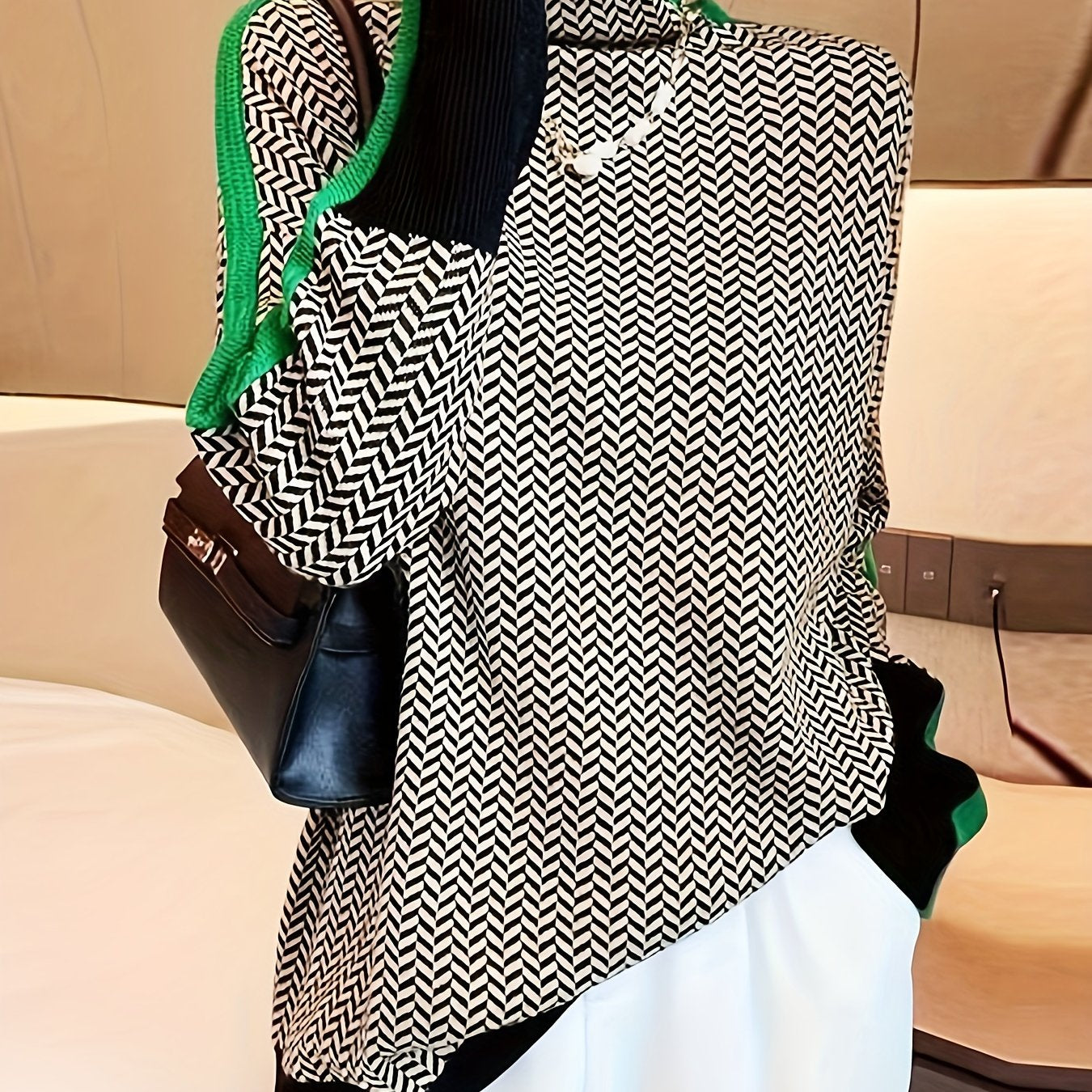 Plus Size, Women's Plus Size Elegant High Neck Sweater - Winter Warm Sweaters Suitable for Fall\u002FWinter