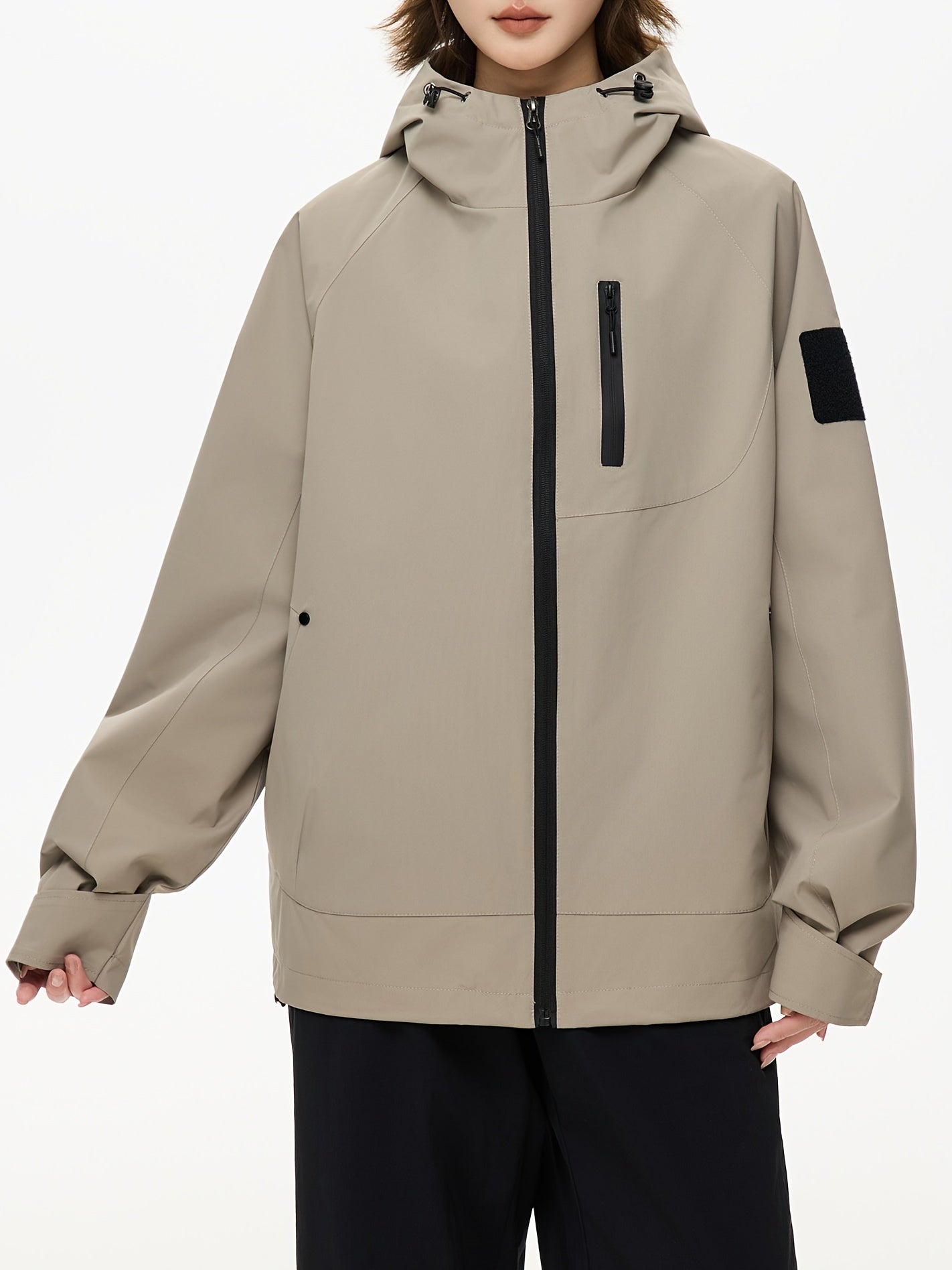 Women's Windproof Full-Zip Hooded Jacket with Full-Zip Front Closure