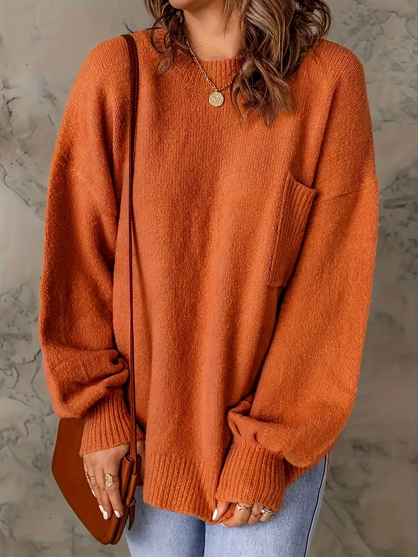 Elegant European-style Women's oversized pullover sweater - Soft and high-end