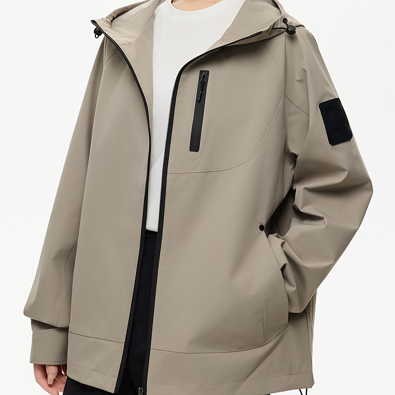 Women's Windproof Full-Zip Hooded Jacket with Full-Zip Front Closure