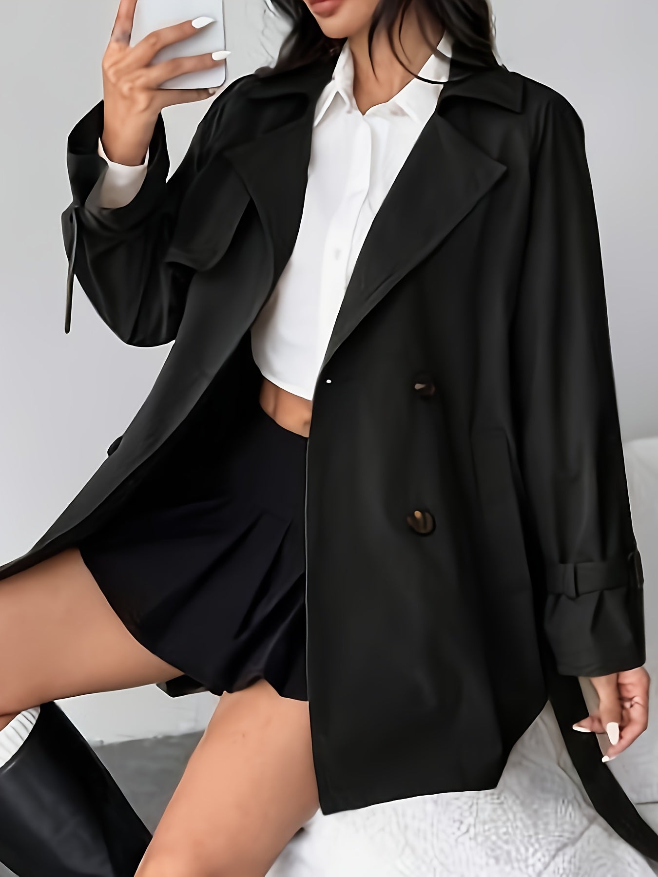 Plus Size, Didi Direction Spring\u002FAutumn Mid-Length Women's Fashion Oversized British Style Coat