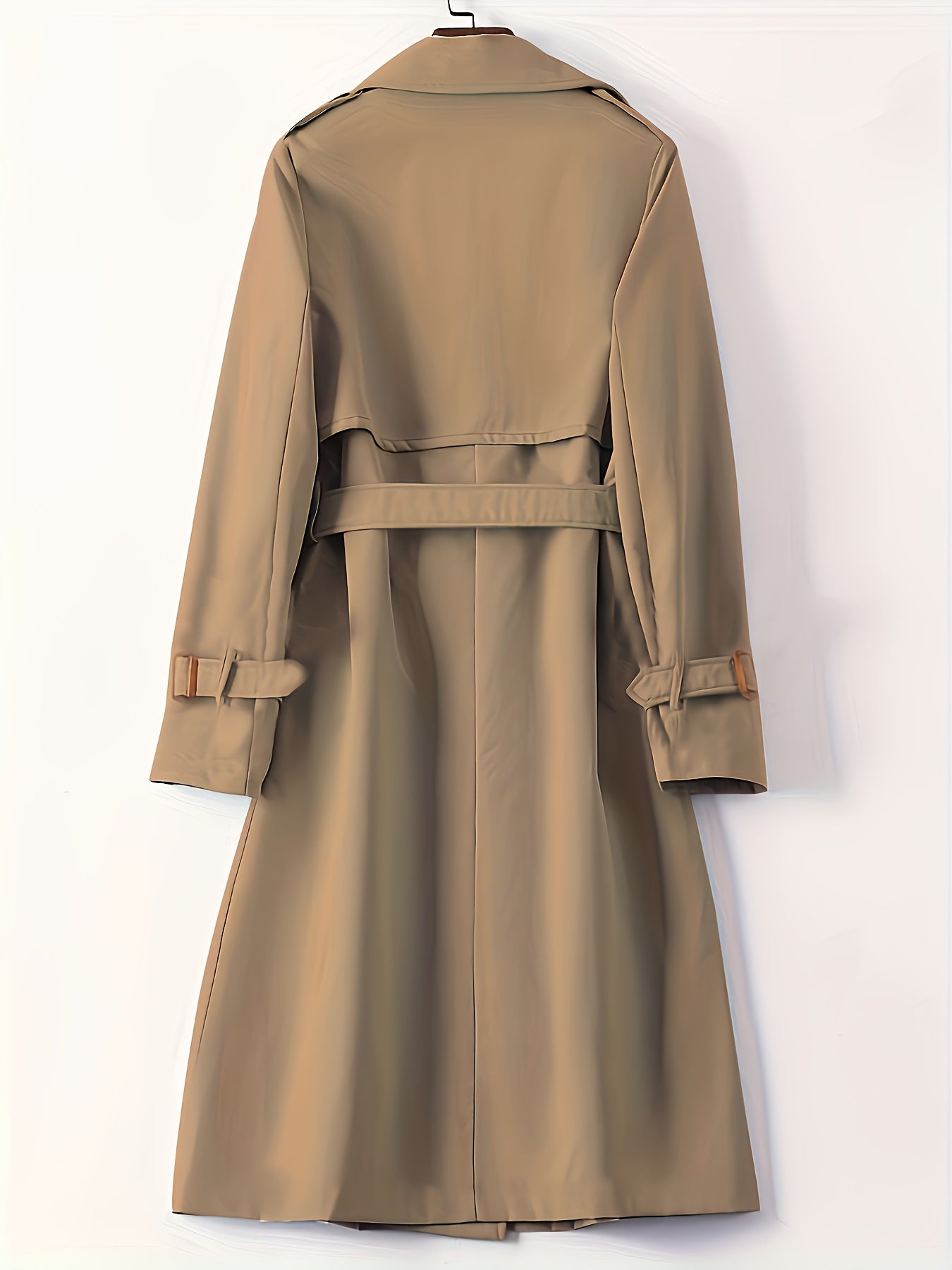 Women'S Chic British-Inspired Long Trench Coat - Slim Fit, Button-Up, Solid Color, Versatile for Spring & Fall