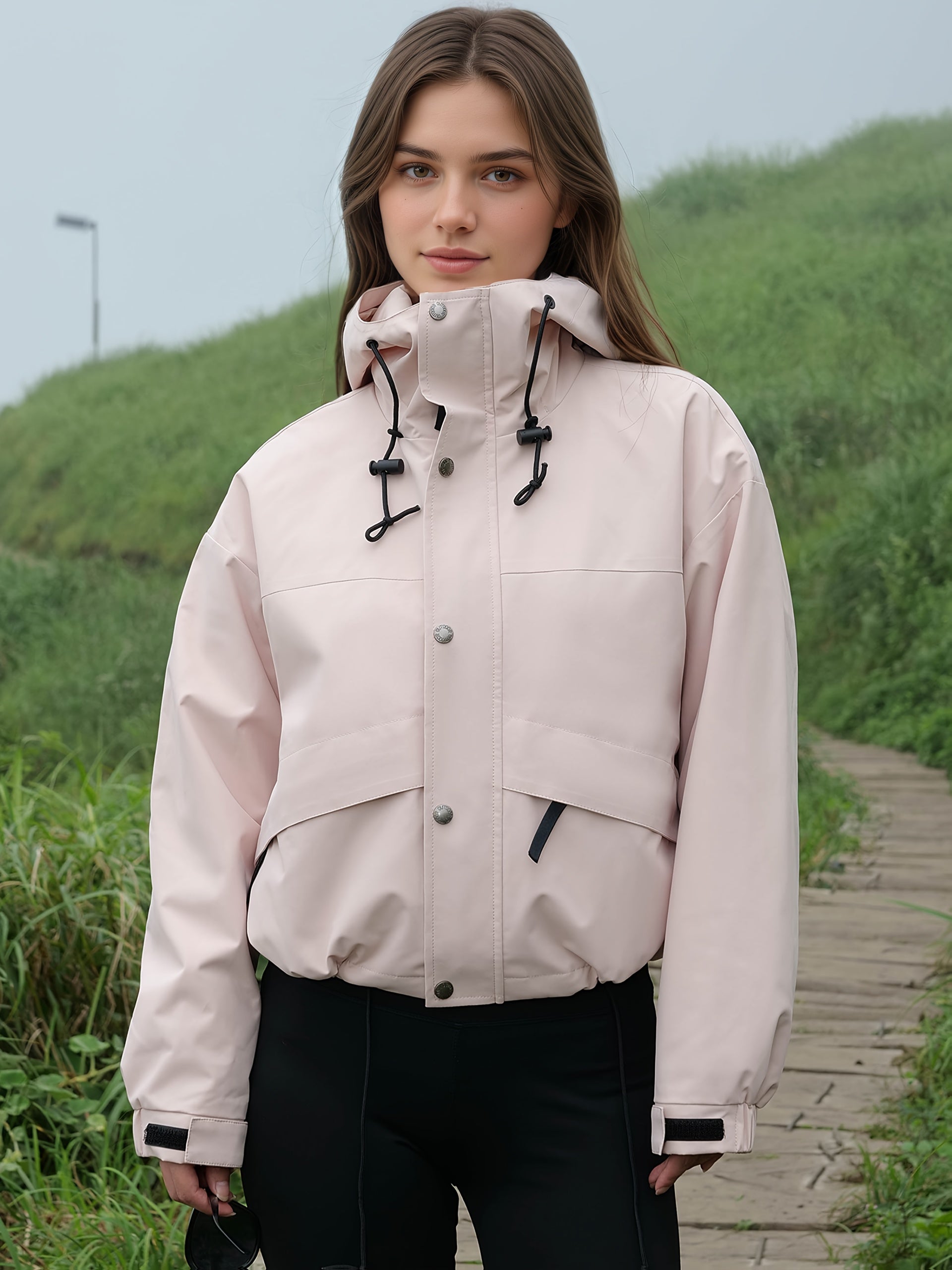 Kesixsty Women's Hooded Outdoor Windbreaker Jacket - Full-Zip Winter Coat with Full-Zip Front