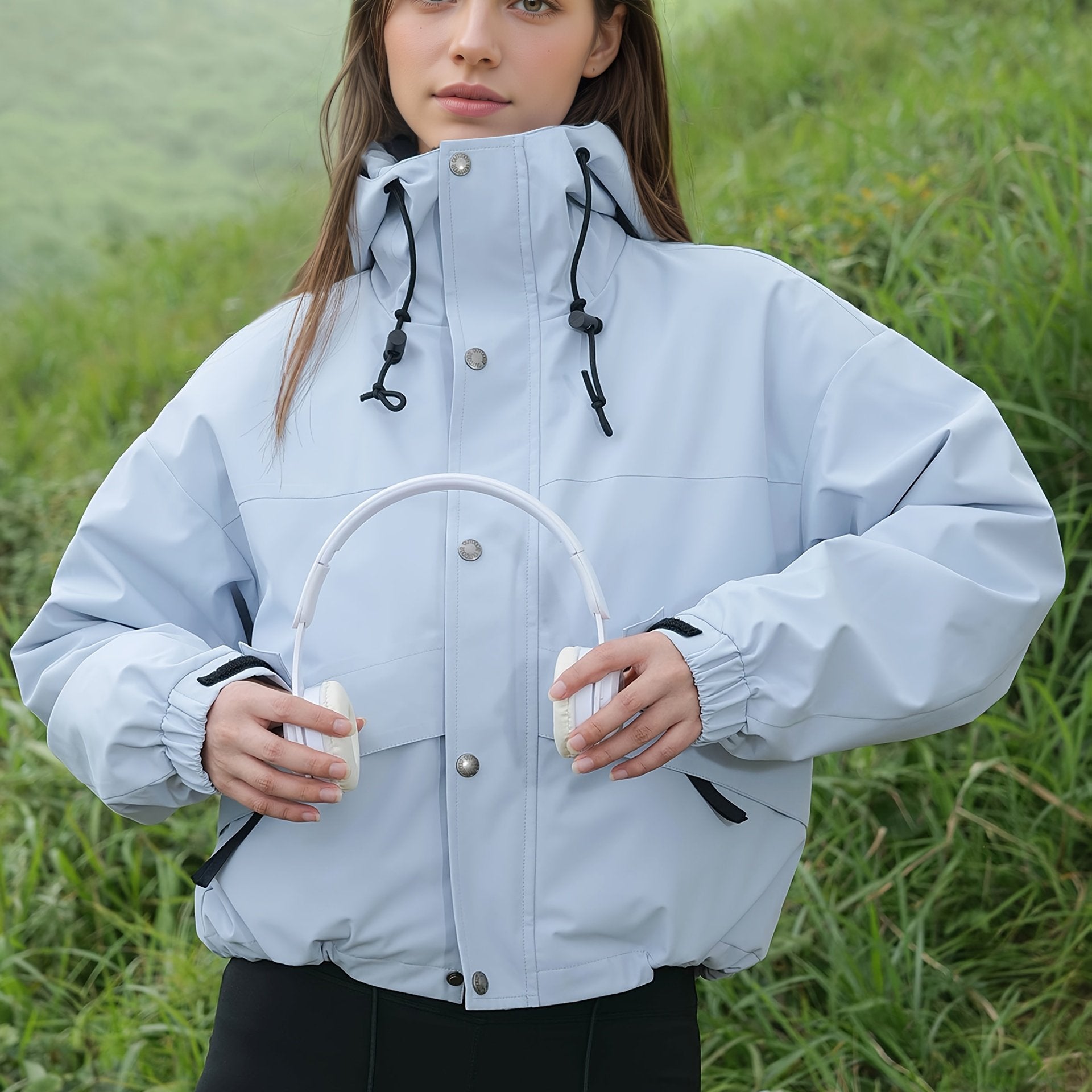 Kesixsty Women's Hooded Outdoor Windbreaker Jacket - Full-Zip Winter Coat with Full-Zip Front