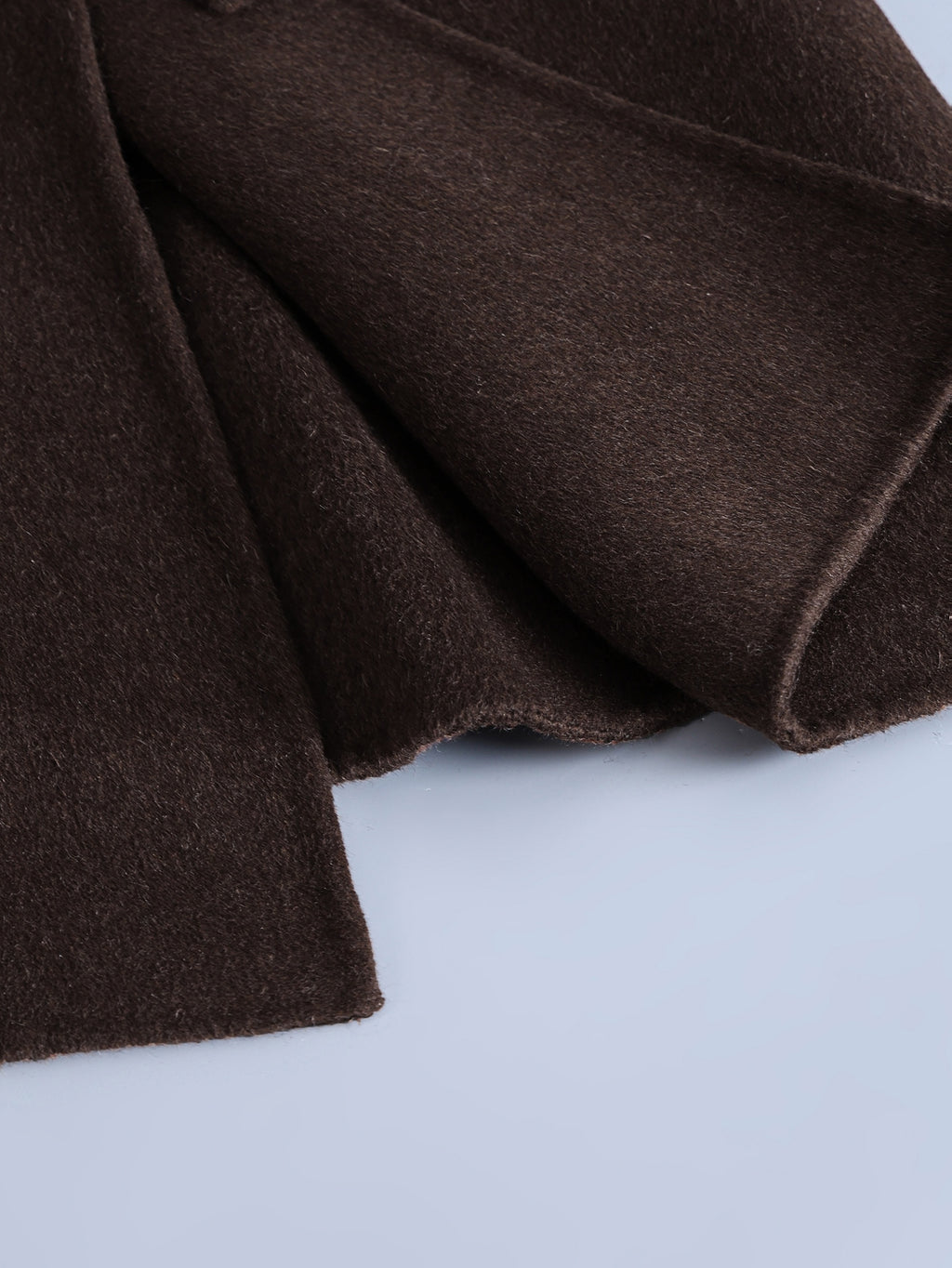 Luxurious Elegant Mocha Dark Brown Wool Blend Long Trench Coat with Large Lapel and Tie