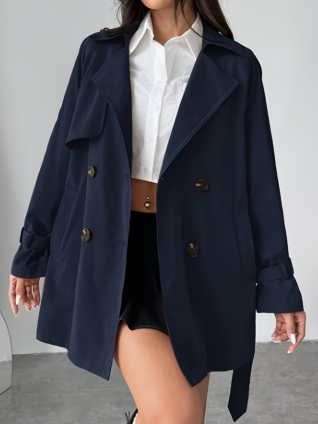 Plus Size, Didi Direction Spring\u002FAutumn Mid-Length Women's Fashion Oversized British Style Coat