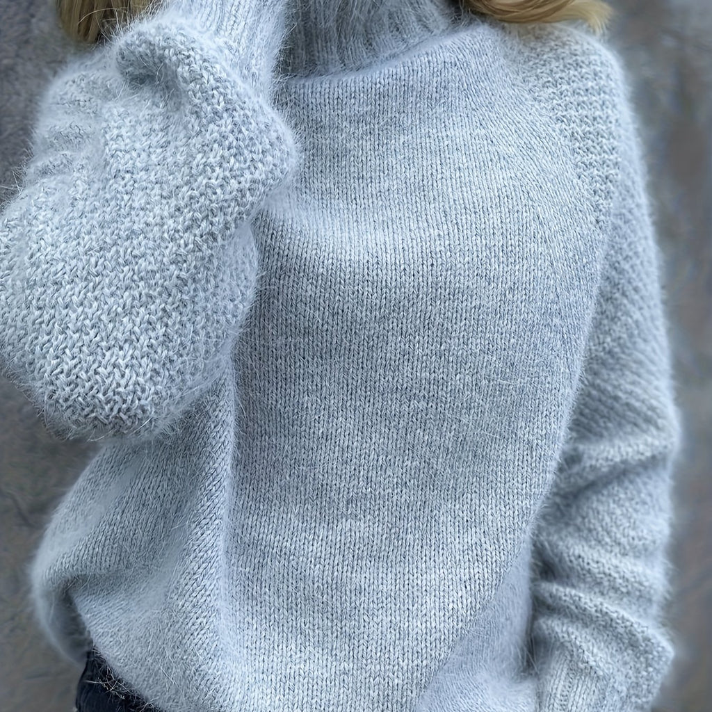 2025 Autumn\u002FWinter New Women's Elegant Solid Color High Neck Long Sleeve Pullover