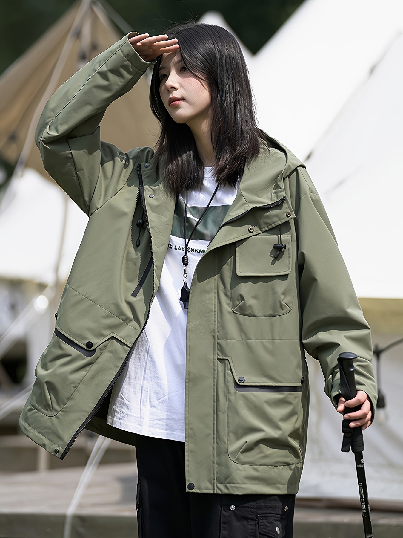 Women'S Windproof Jacket - Lightweight High Quality Outdoor Coat with Full-Zip Front