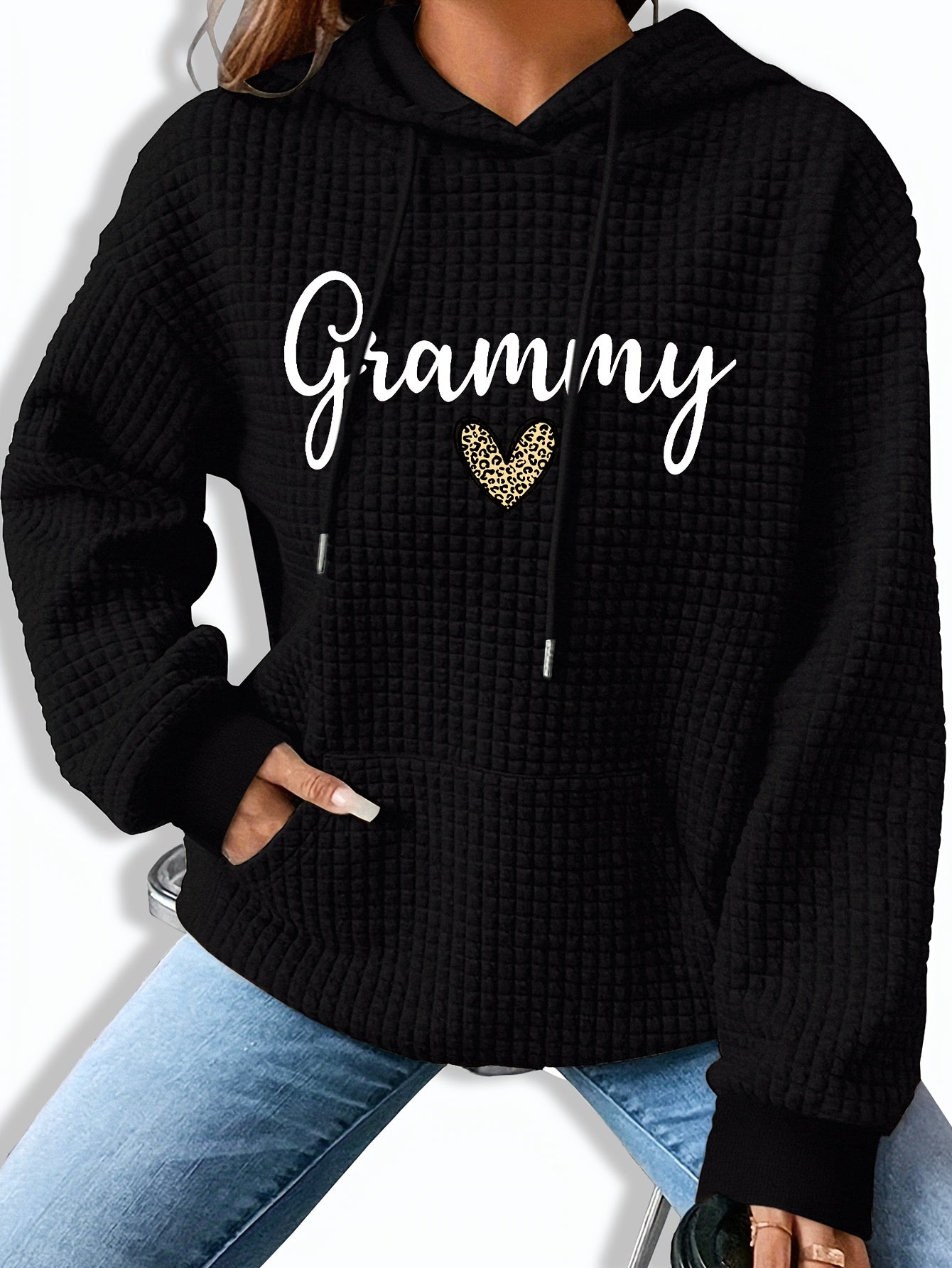 Women'S Casual Knit Hoodie with Kangaroo Pocket, Long Sleeve Drawstring Sweatshirt