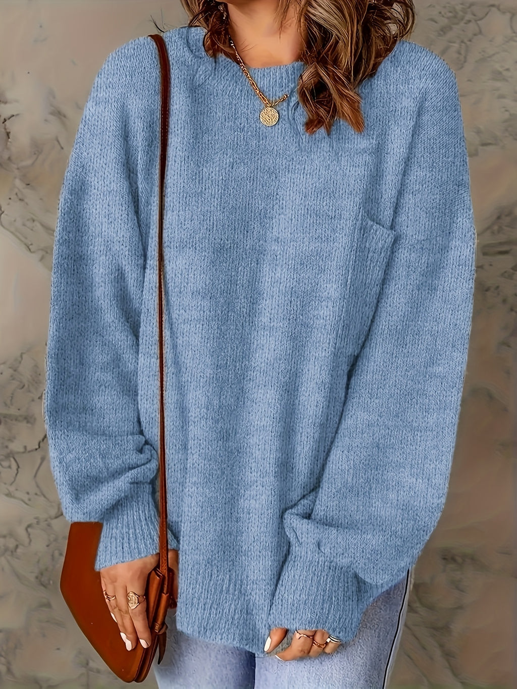 Elegant European-style Women's oversized pullover sweater - Soft and high-end