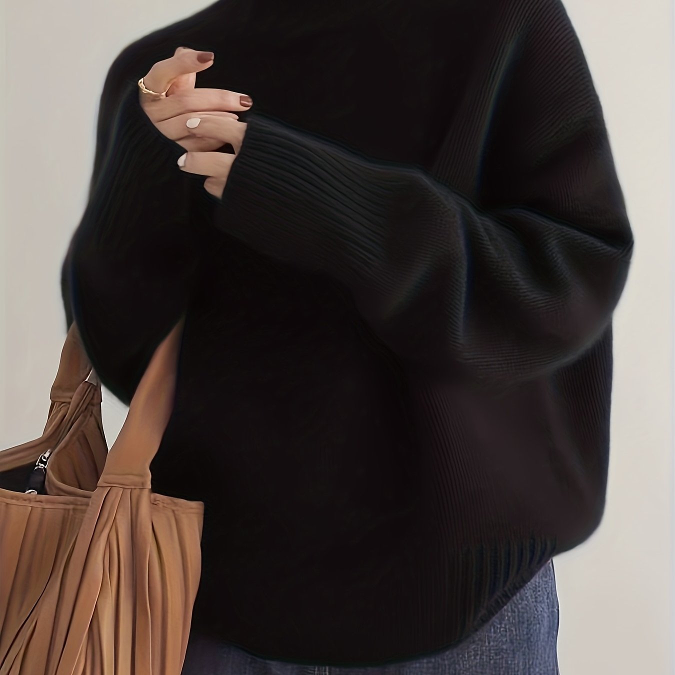 Plus Size - Plus Size - Women'S Elegant High Neck Sweater - Soft Stretchy Pullover Sweater for Fall