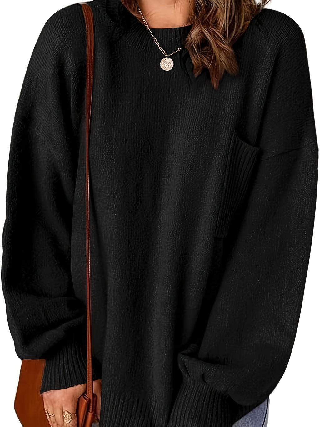 Elegant European-style Women's oversized pullover sweater - Soft and high-end