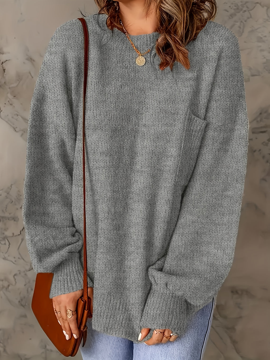 Elegant European-style Women's oversized pullover sweater - Soft and high-end