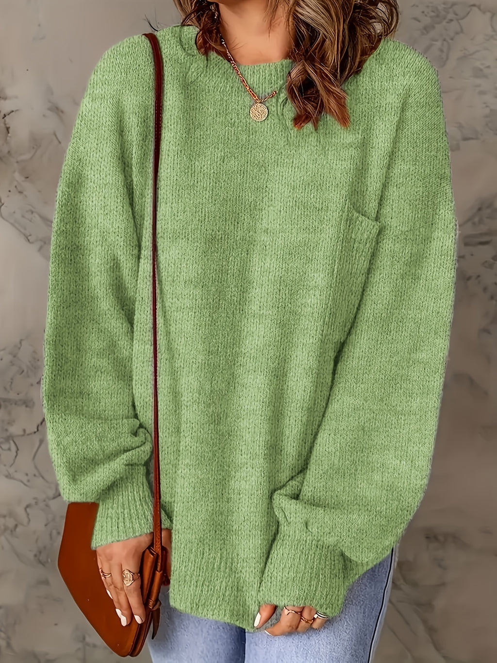 Elegant European-style Women's oversized pullover sweater - Soft and high-end