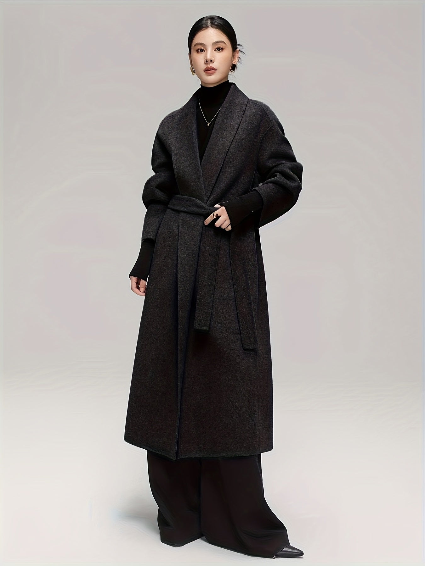 Dry Clean Only Women's Elegant Scottish Tartan Tweed Coat - Oversized Long Winter Jacket with Split Hem