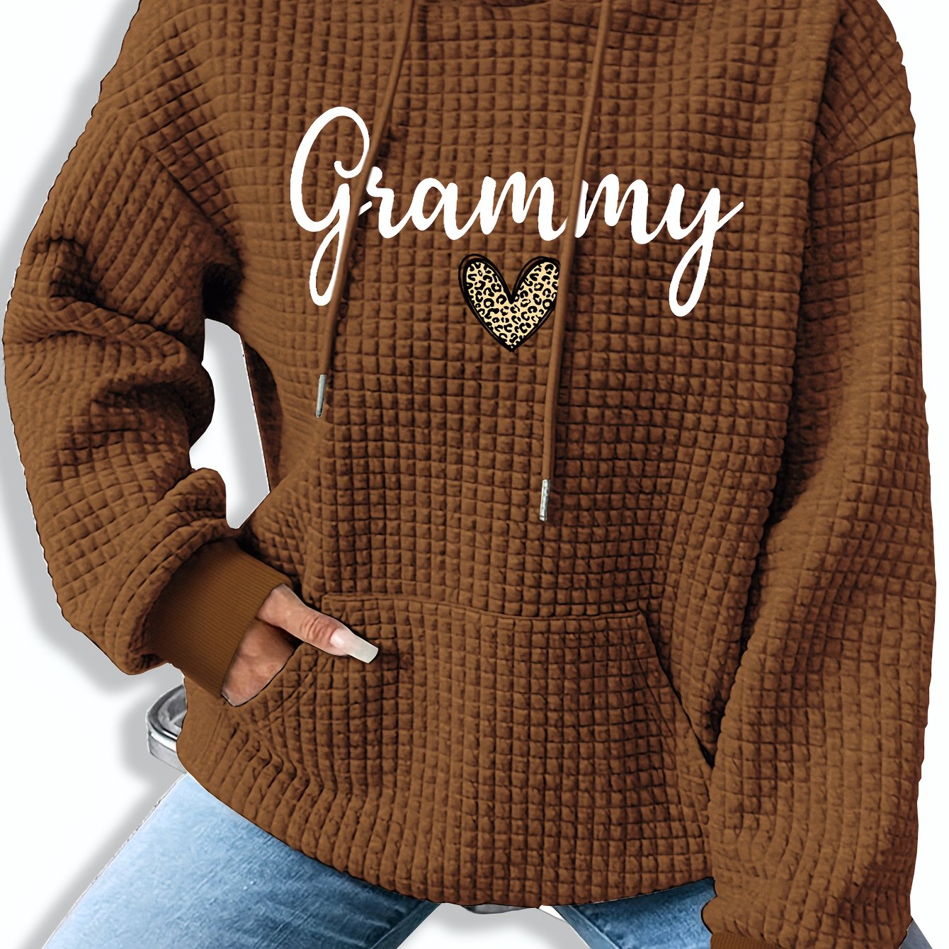 Women'S Casual Knit Hoodie with Kangaroo Pocket, Long Sleeve Drawstring Sweatshirt