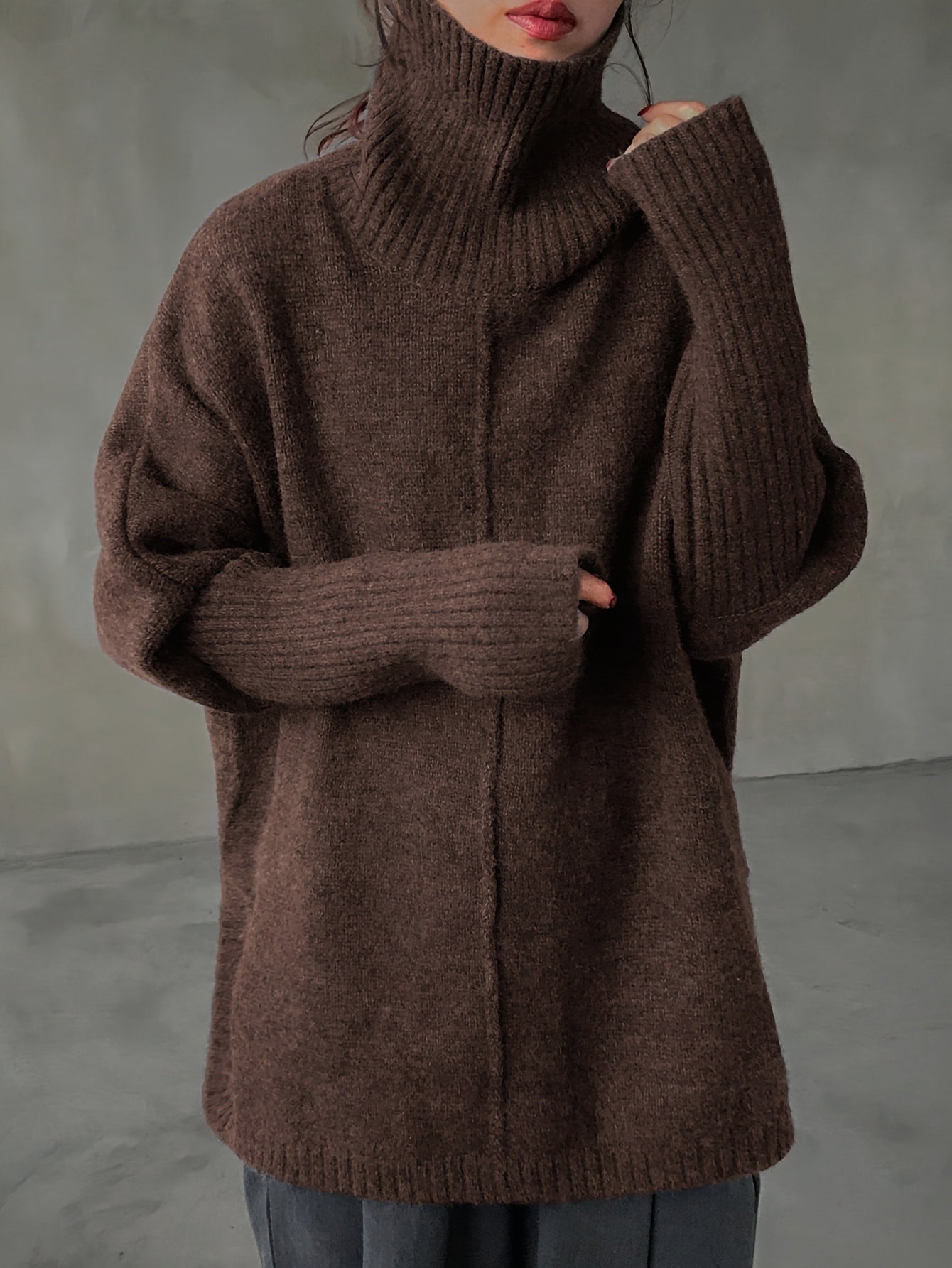 Plus Size - Plus Size - Plus Size - Plus Size - Plus Size Women'S High Neck Sweater - Cozy Winter Warmth