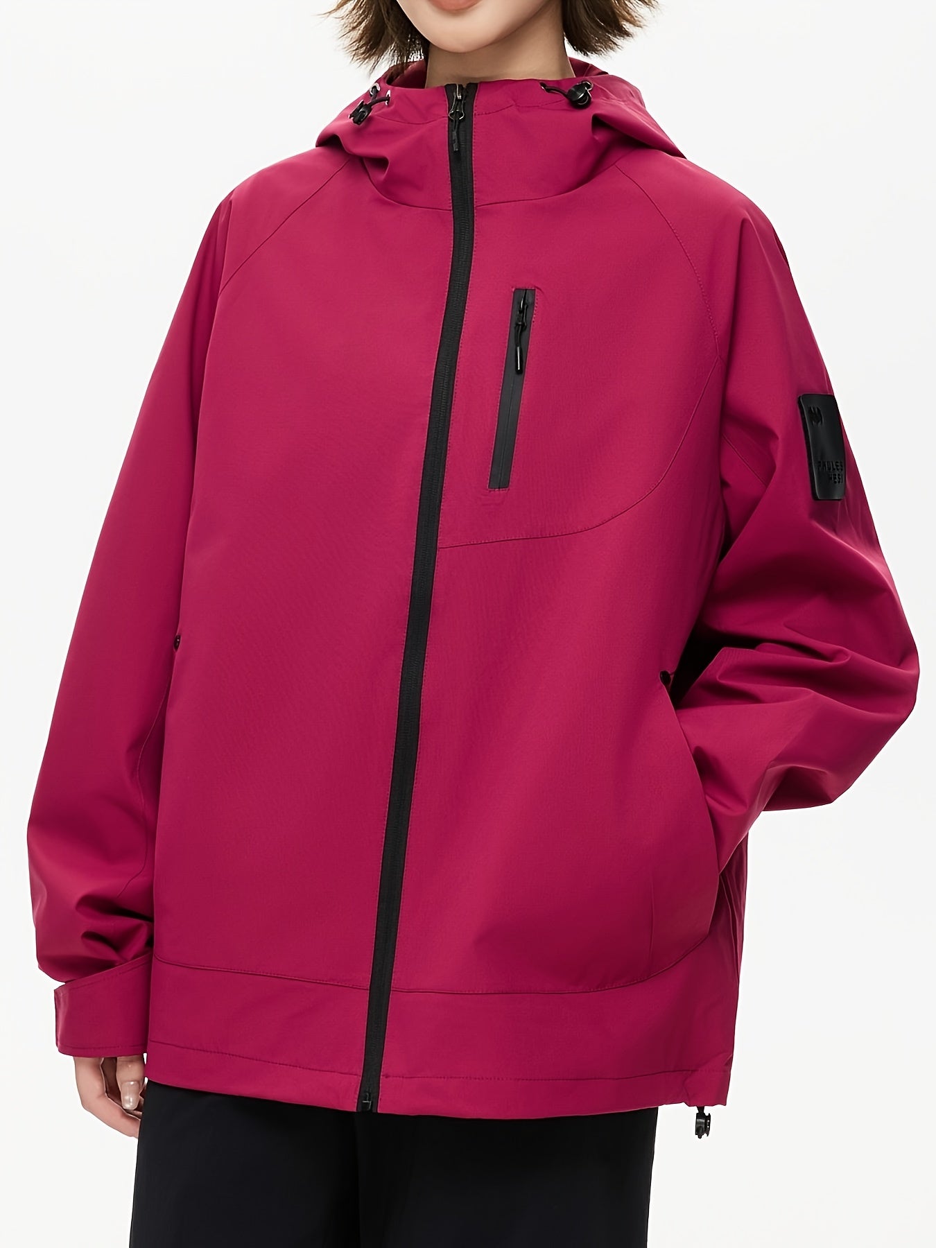 Women's Windproof Full-Zip Hooded Jacket with Full-Zip Front Closure