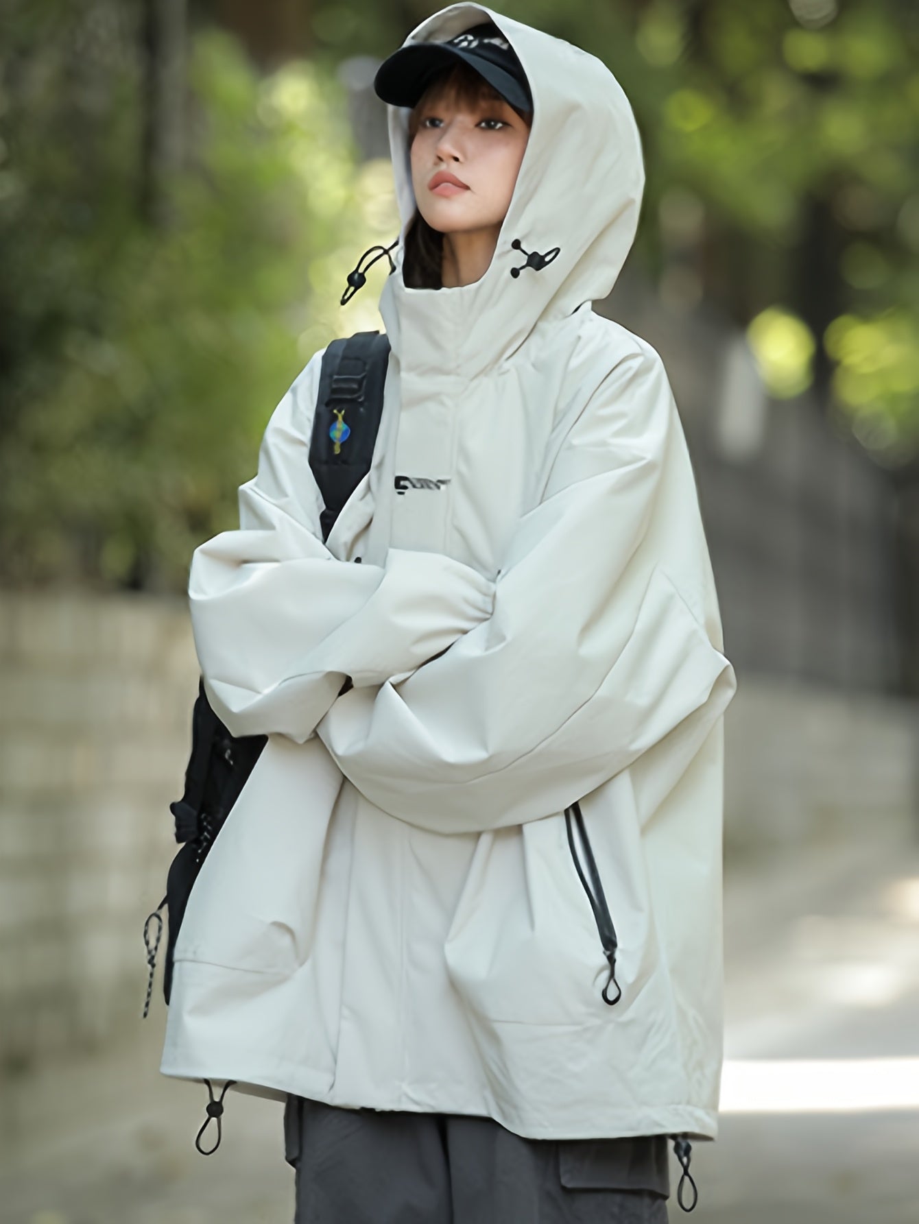 Lightweight & Windproof Mountain Trail Windbreaker Jacket - Loose Fit Unisex Outdoor Coat with Adjustable Drawstring Hood