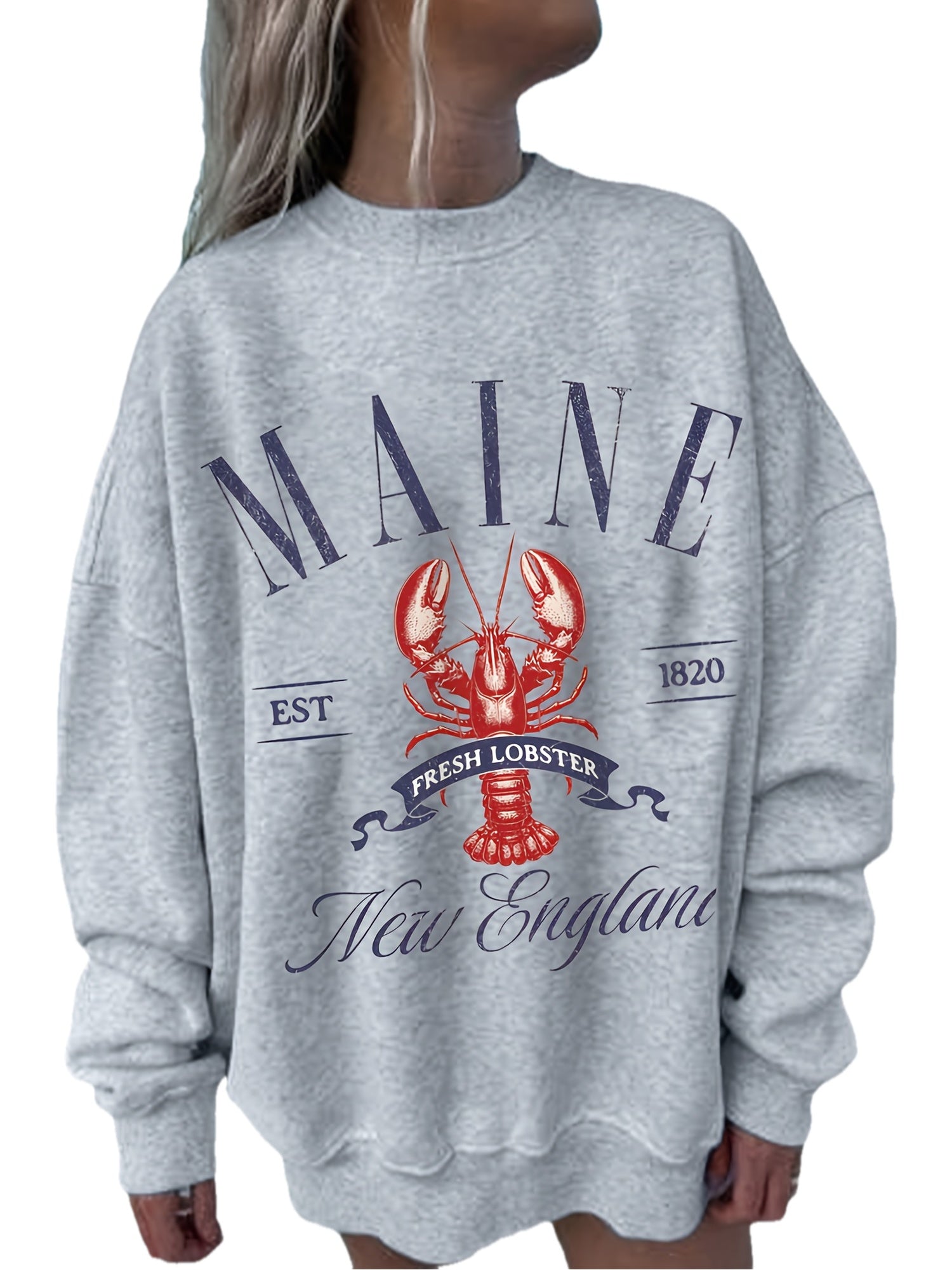 Lobster Graphic Sweatshirt Women's Cozy Lobster Graphic Sweatshirt | Long Sleeve Crew Neck Pullover