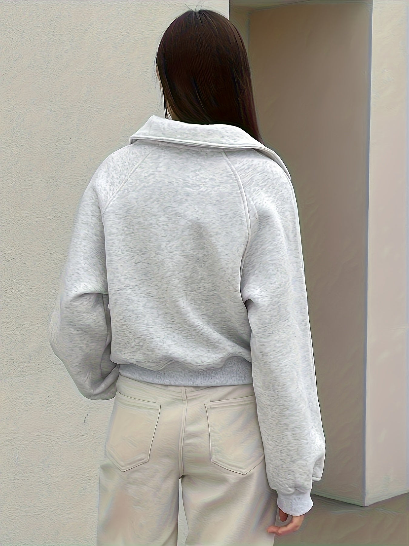 Plus Size - Plus Size - Plus Size - Plus Size Women'S Elegant Half-Zip Pullover Sweatshirt - High Neck