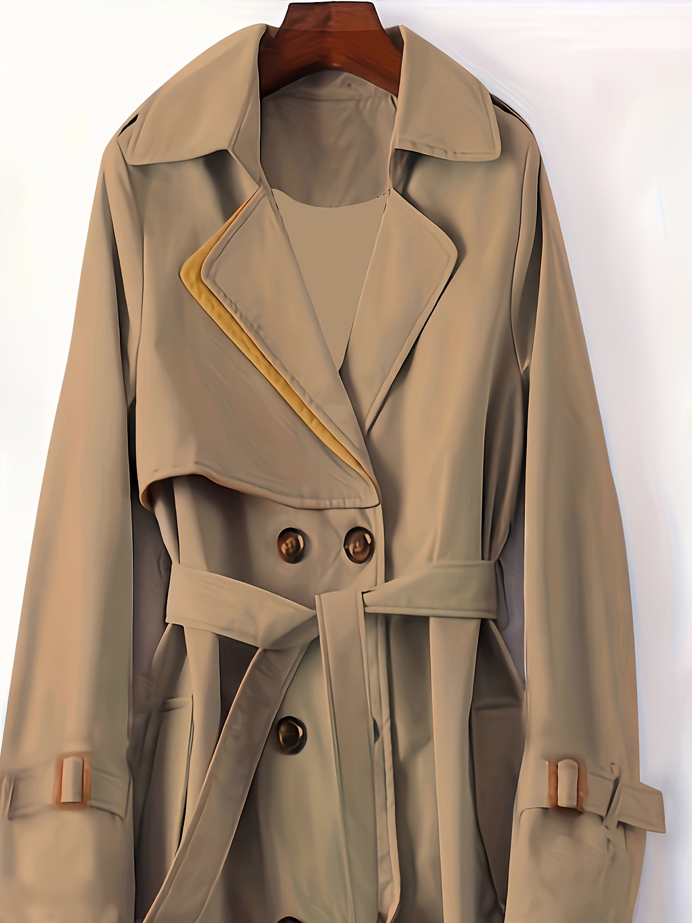 Women'S Chic British-Inspired Long Trench Coat - Slim Fit, Button-Up, Solid Color, Versatile for Spring & Fall