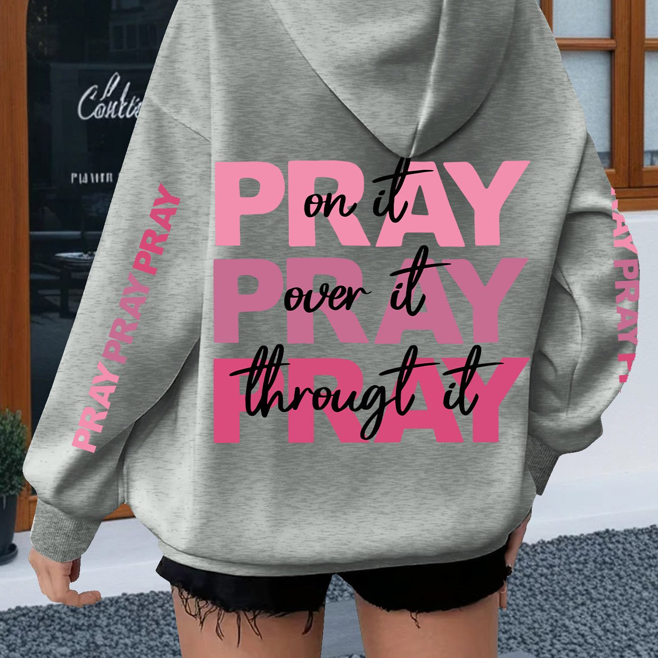 Women's Plus Size Oversized Hoodie with Inspirational \