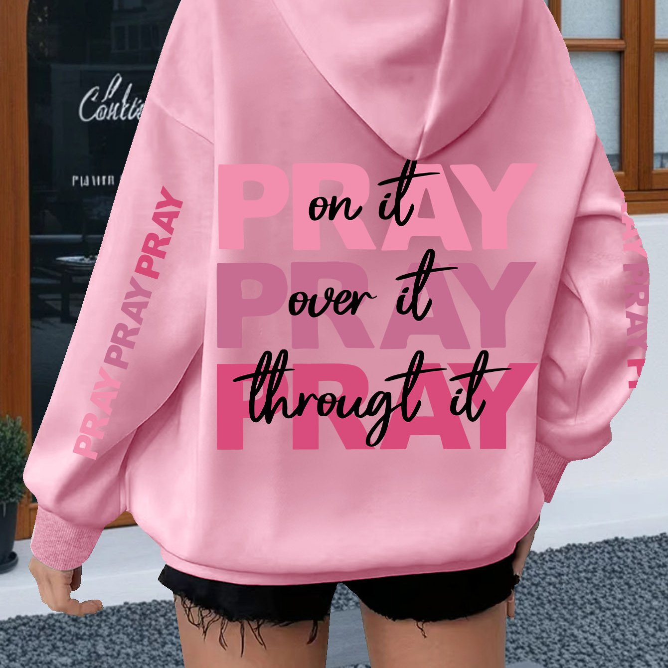 Women's Plus Size Oversized Hoodie with Inspirational \