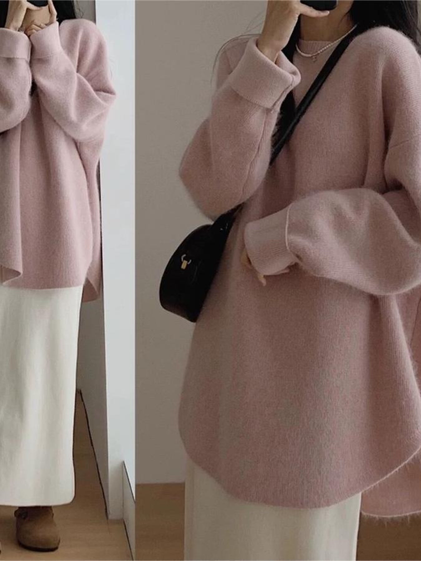 Women's 2025 Winter Turtleneck Sweater - Soft Beige\u002FBrown\u002FBlack