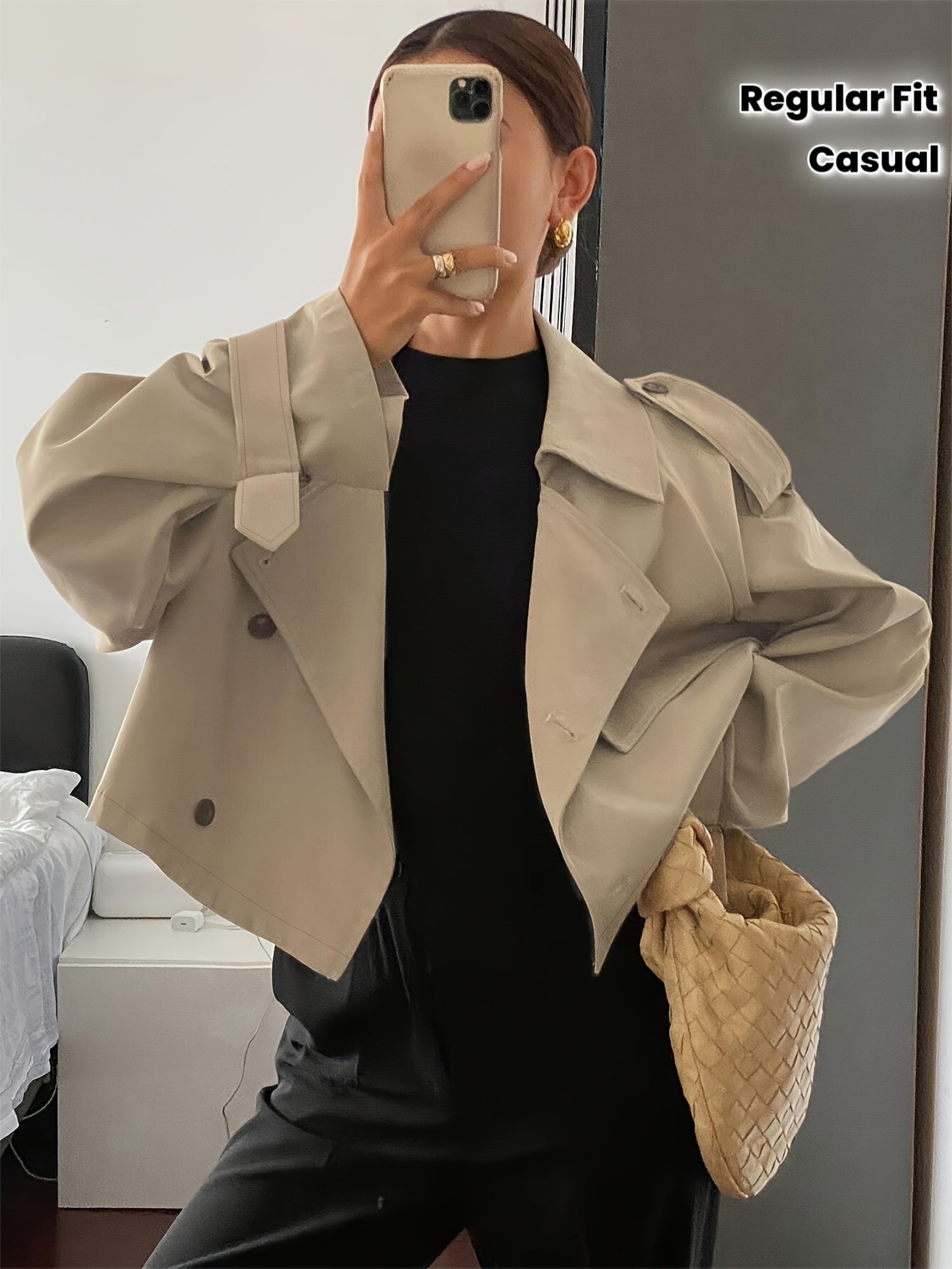 Beige Trench Coat Women's Beige Casual Chic Double-Breasted Trench Coat | Long Sleeve, Button-Up