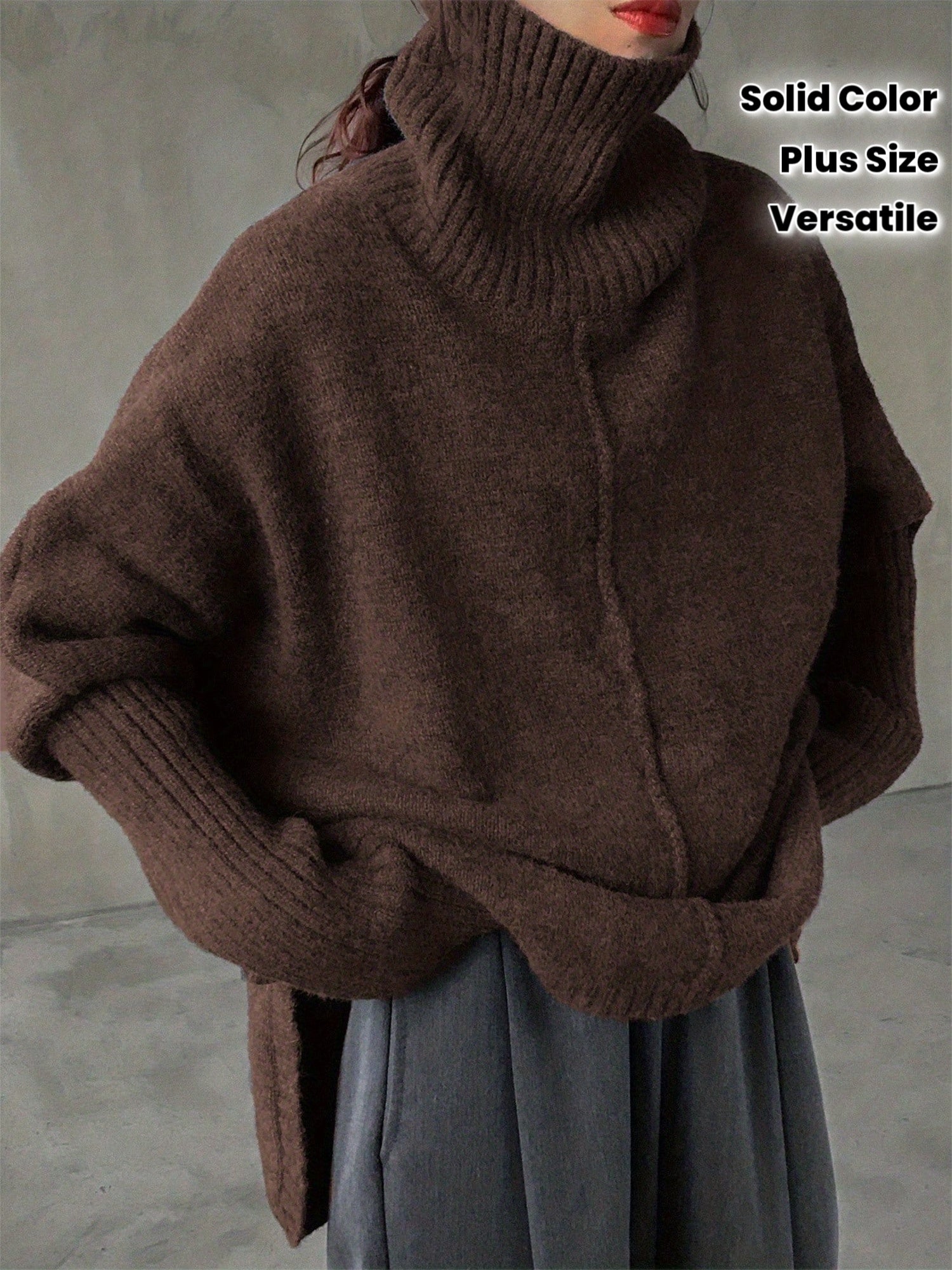 Plus Size - Plus Size - Plus Size - Plus Size - Plus Size Women'S High Neck Sweater - Cozy Winter Warmth