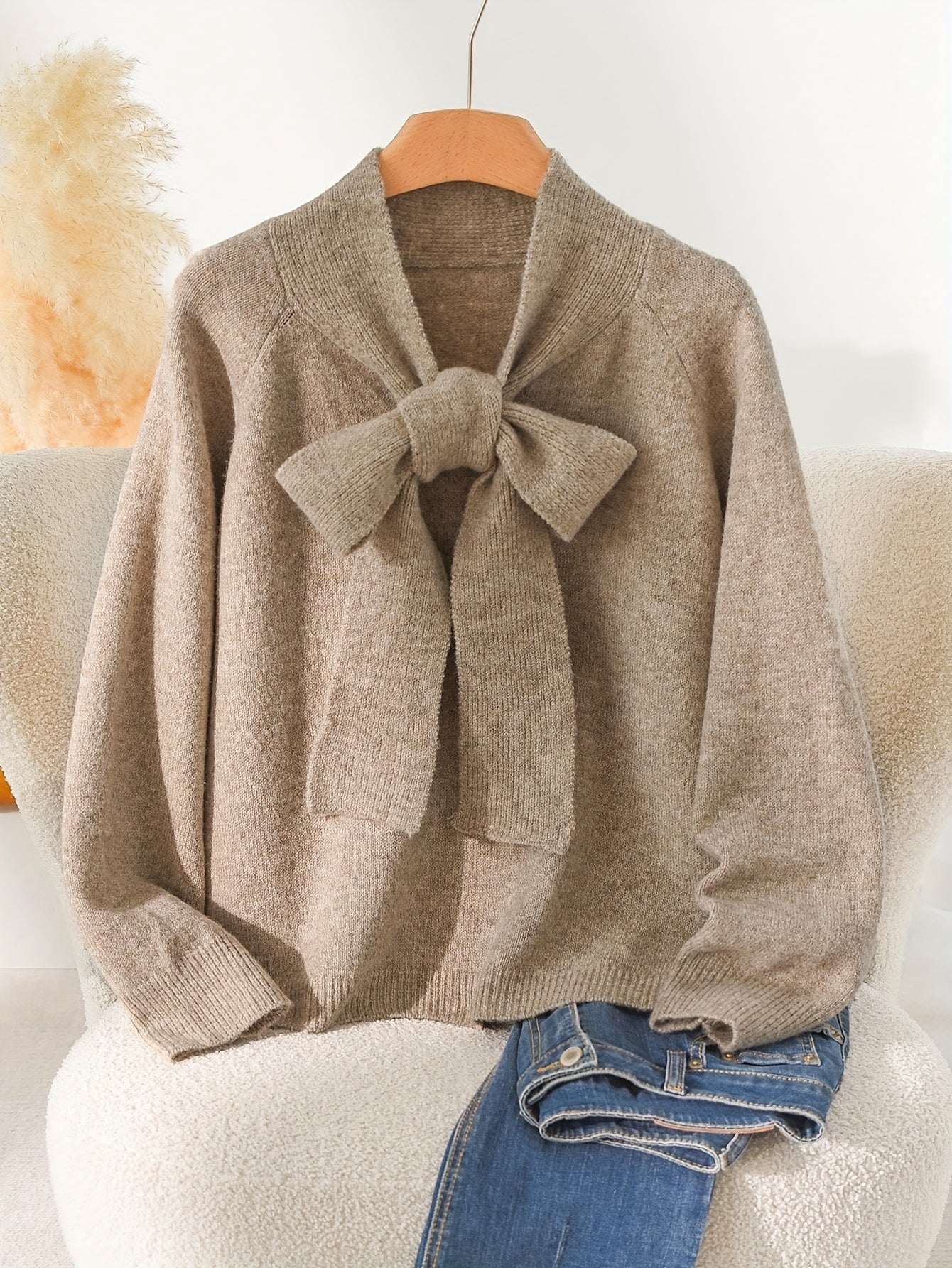 Plus Size - Elegant Plus Size Women'S Fall\u002FWinter Sweater | Crew Neck, Solid Color