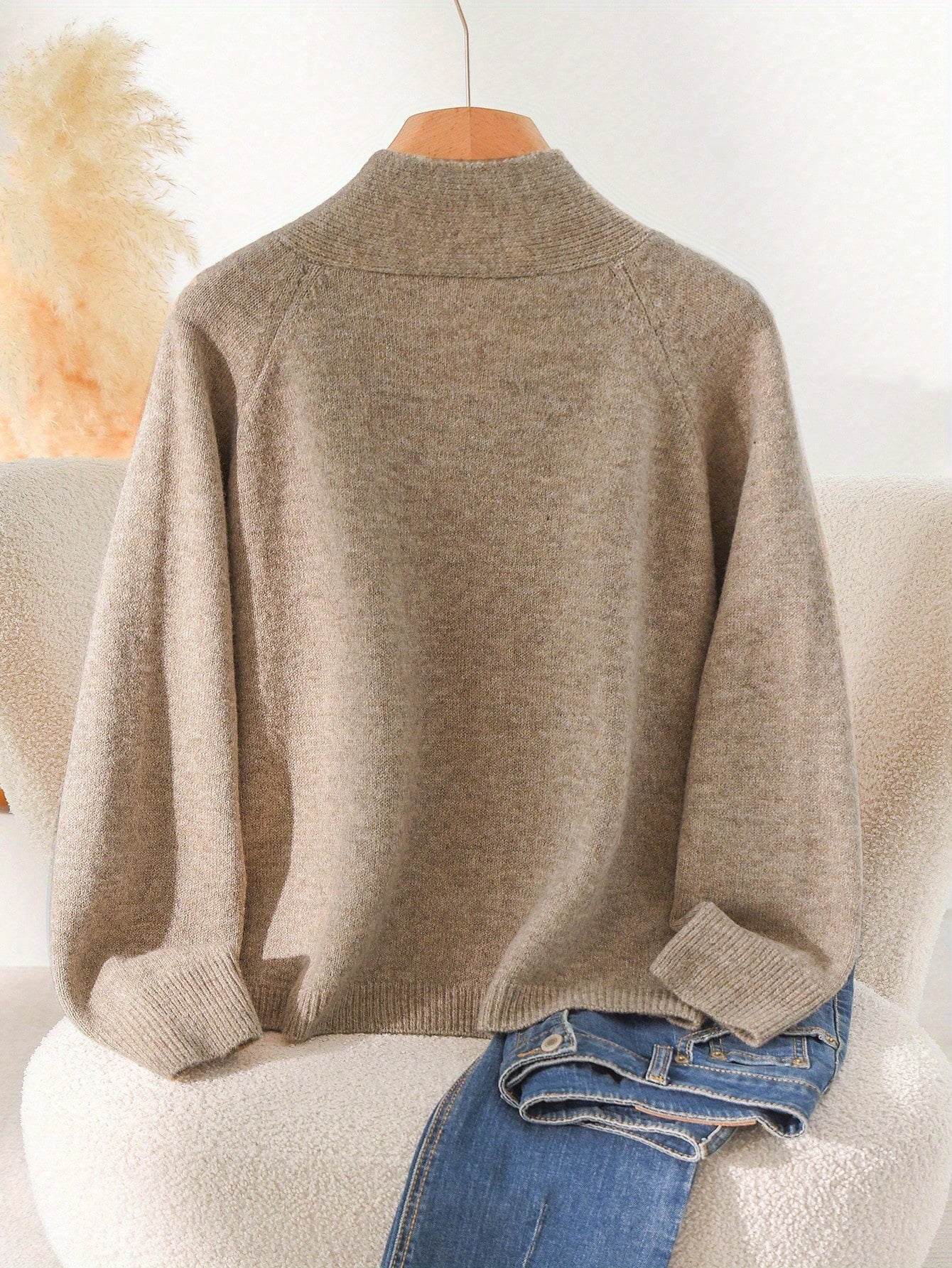 Plus Size - Elegant Plus Size Women'S Fall\u002FWinter Sweater | Crew Neck, Solid Color