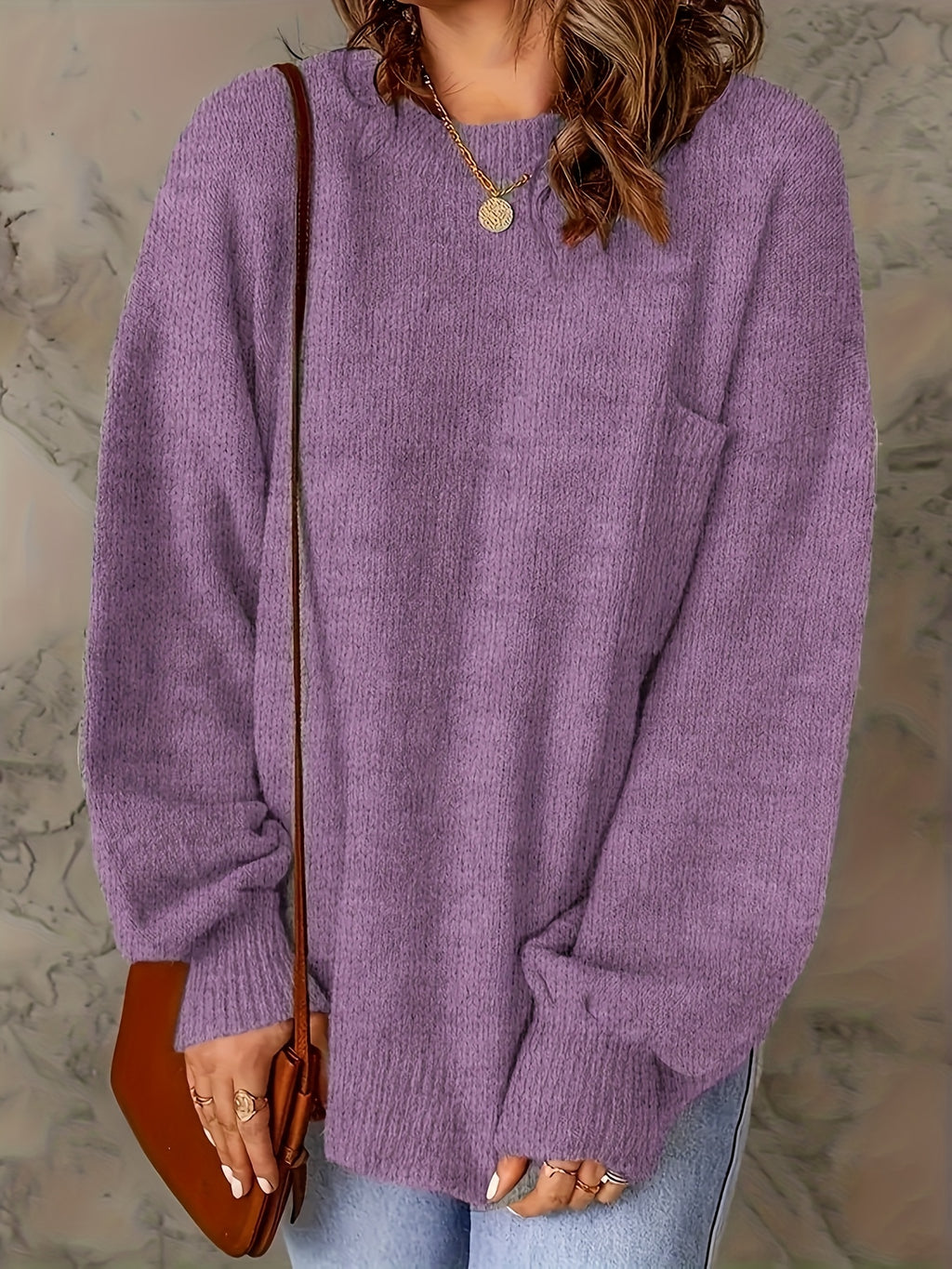 Elegant European-style Women's oversized pullover sweater - Soft and high-end