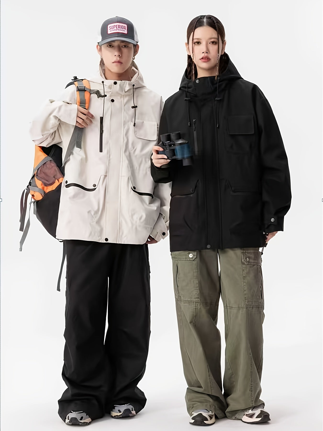 1pc Lightweight Windproof Jacket - Full-Zip Hooded Raincoat with Zippered Pockets