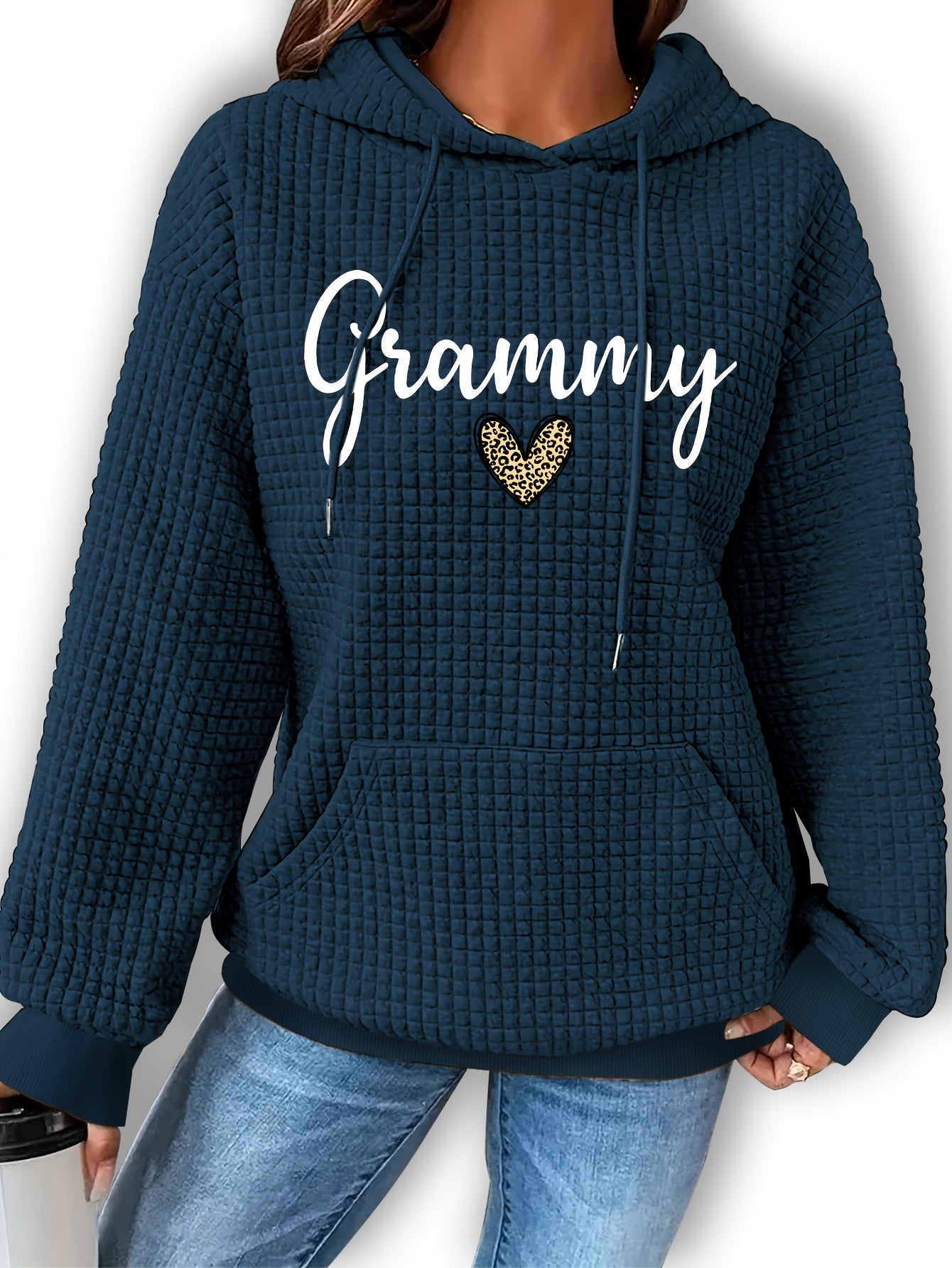 Women'S Casual Knit Hoodie with Kangaroo Pocket, Long Sleeve Drawstring Sweatshirt