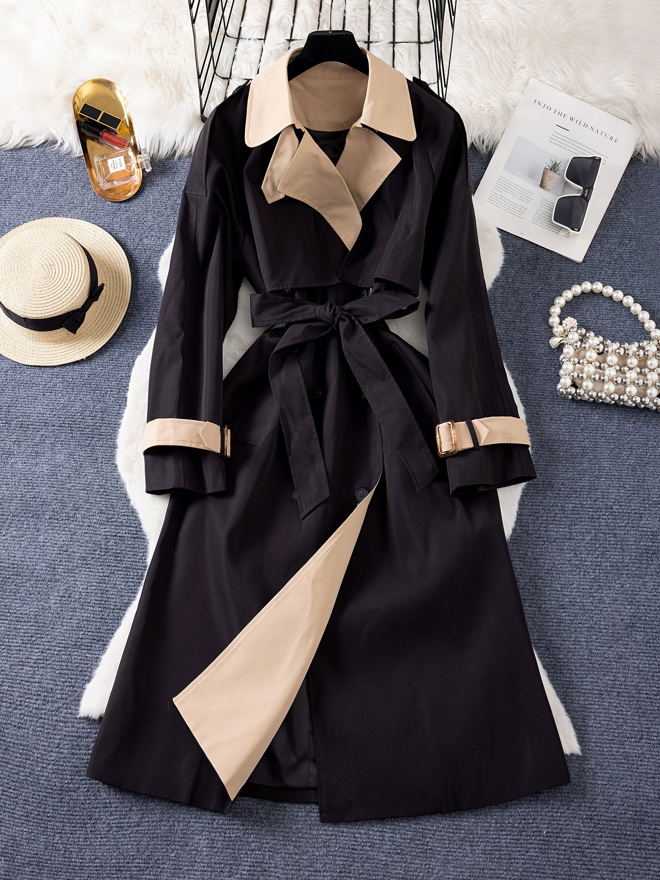 Plus Size, Women's Spring\u002FAutumn\u002FWinter Casual Elegant French-Style Trench Coat