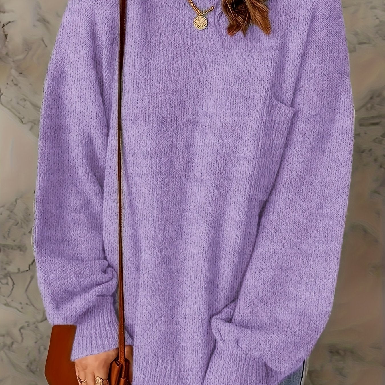 Elegant European-style Women's oversized pullover sweater - Soft and high-end