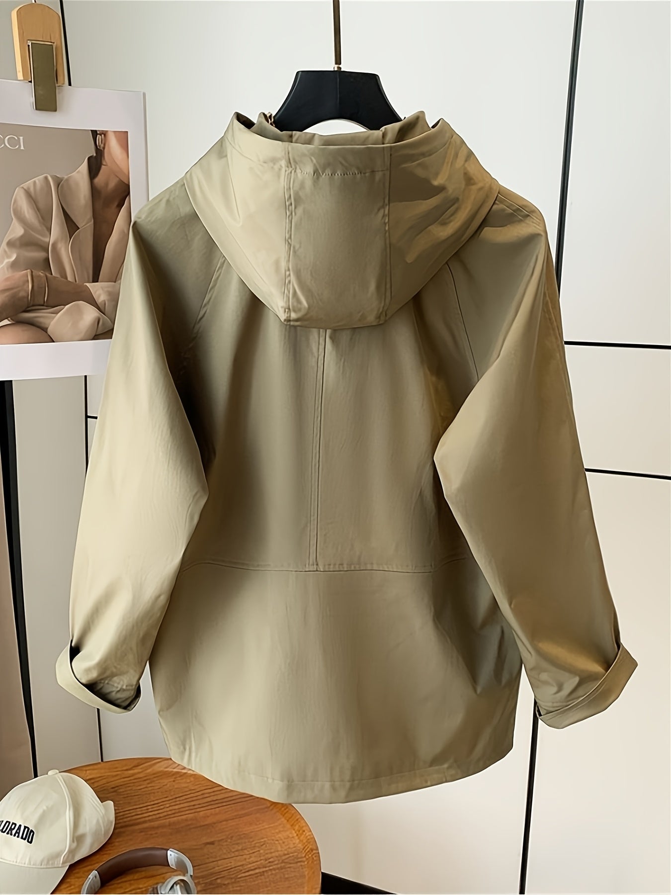 Women's Casual Barn Style Hooded Jacket - Lightweight Windproof Spring