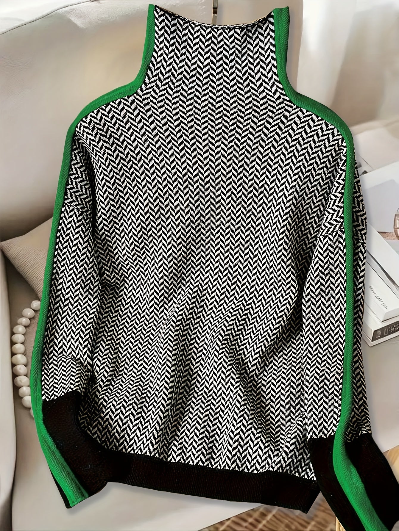 Plus Size, Women's Plus Size Elegant High Neck Sweater - Winter Warm Sweaters Suitable for Fall\u002FWinter