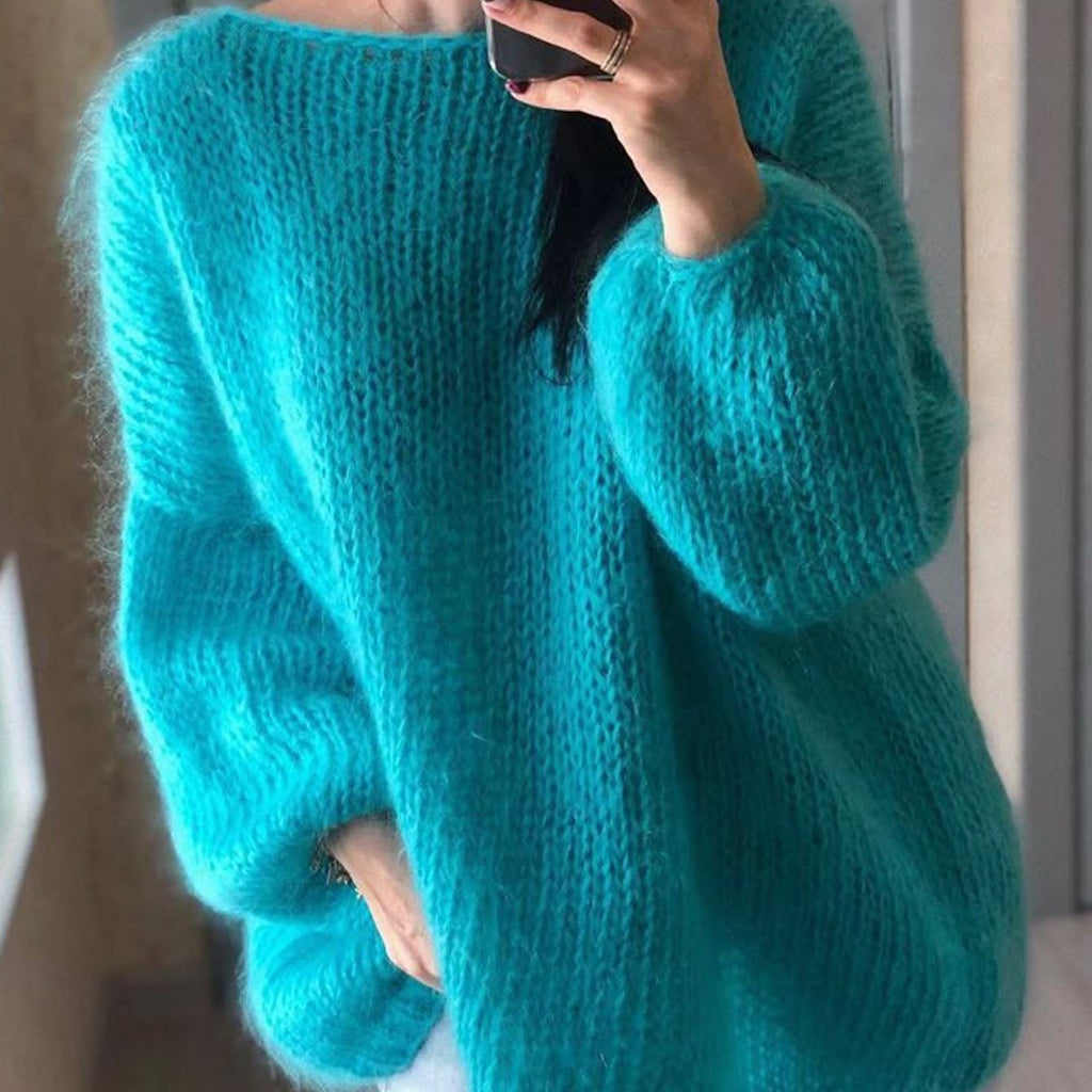 A new autumn\u002Fwinter 2025 Women's casual and chic boat-neck solid-color long-sleeved pullover