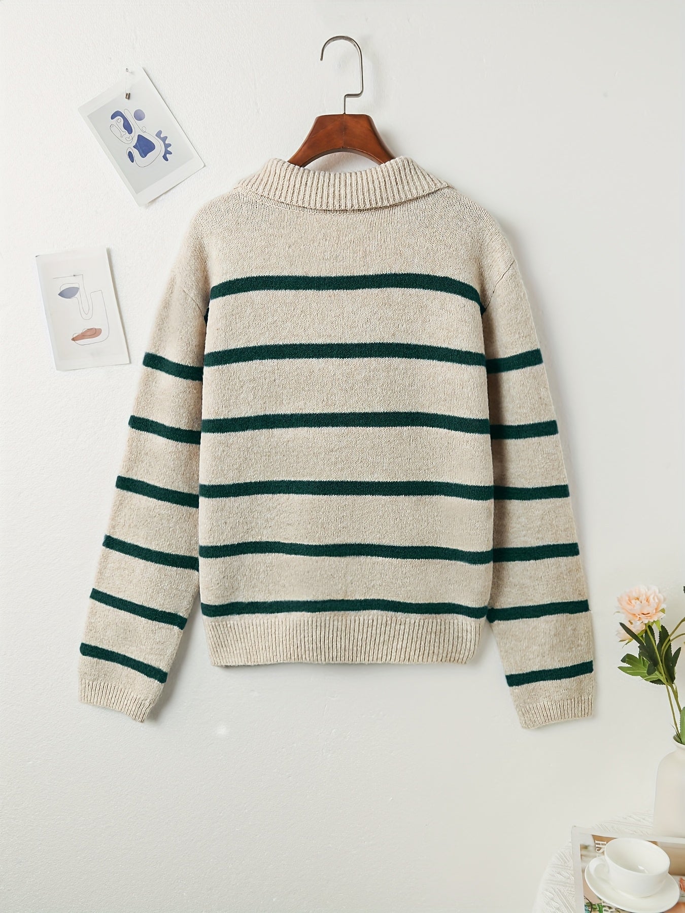 Vintage Striped Color Block Sweater | Elegant Sut Women'S Casual Age-Reducing College Style Pullover for Fall