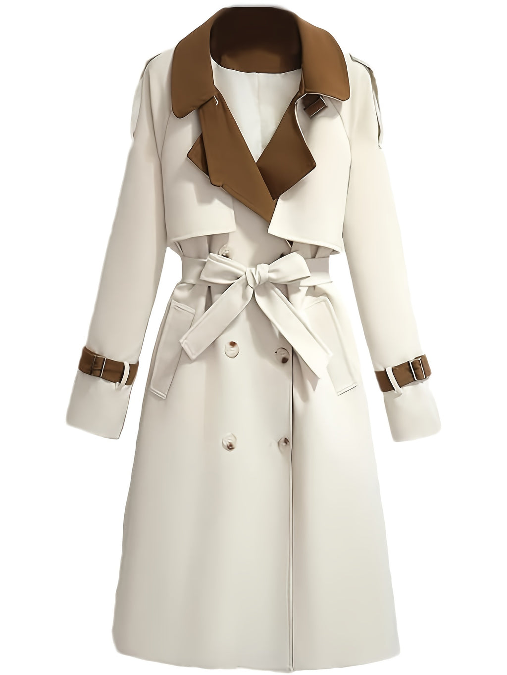 Plus Size, Women's Spring\u002FAutumn\u002FWinter Casual Elegant French-Style Trench Coat