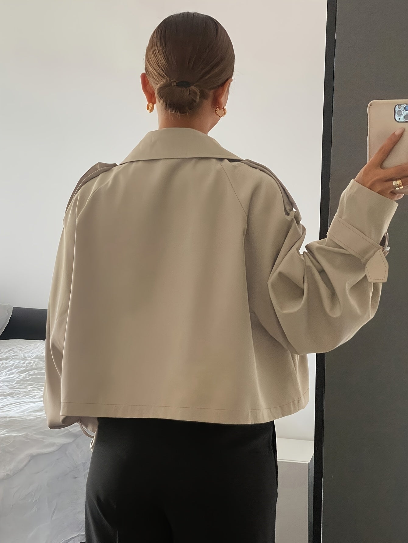 Beige Trench Coat Women's Beige Casual Chic Double-Breasted Trench Coat | Long Sleeve, Button-Up