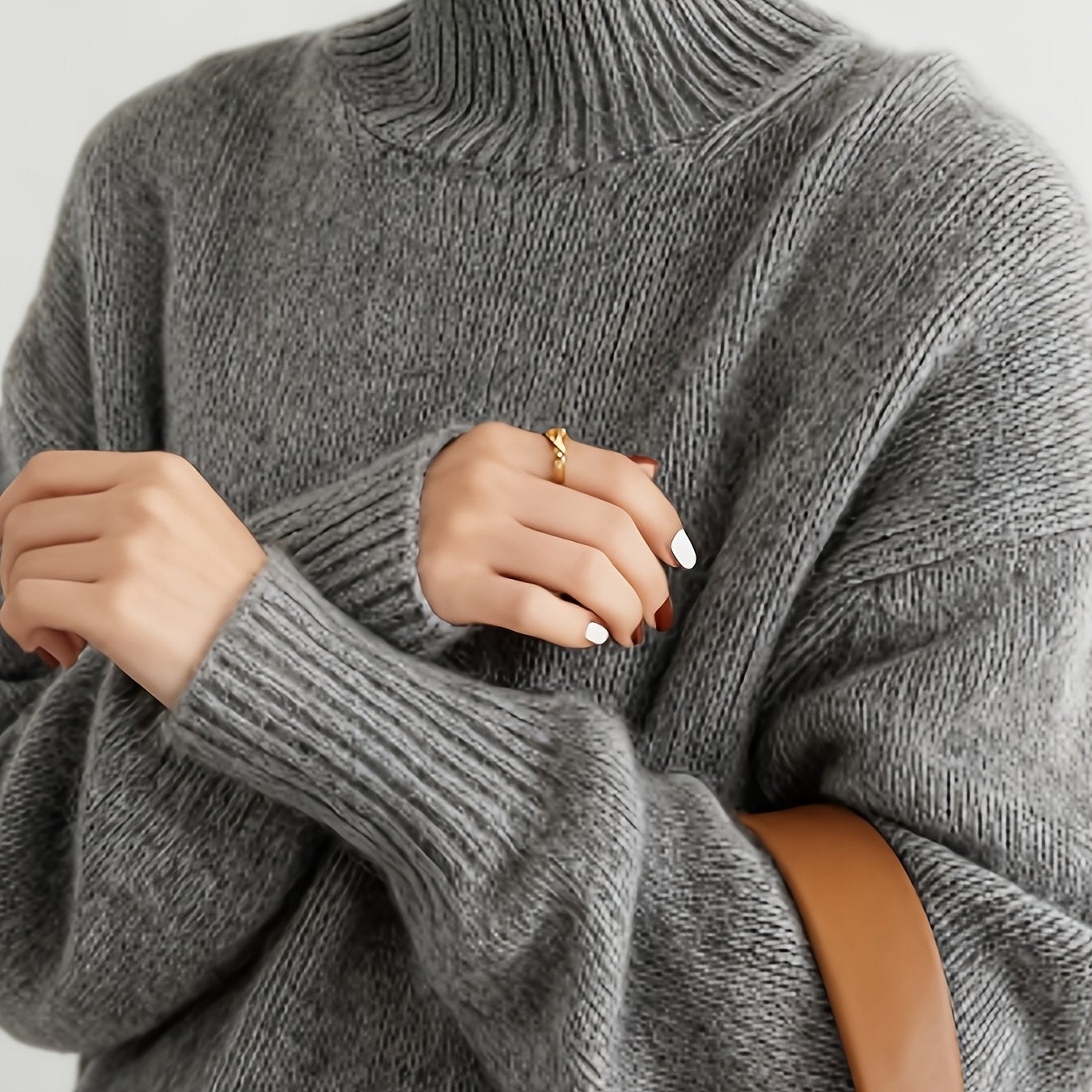 Plus Size - Plus Size - Women'S Elegant High Neck Sweater - Soft Stretchy Pullover Sweater for Fall