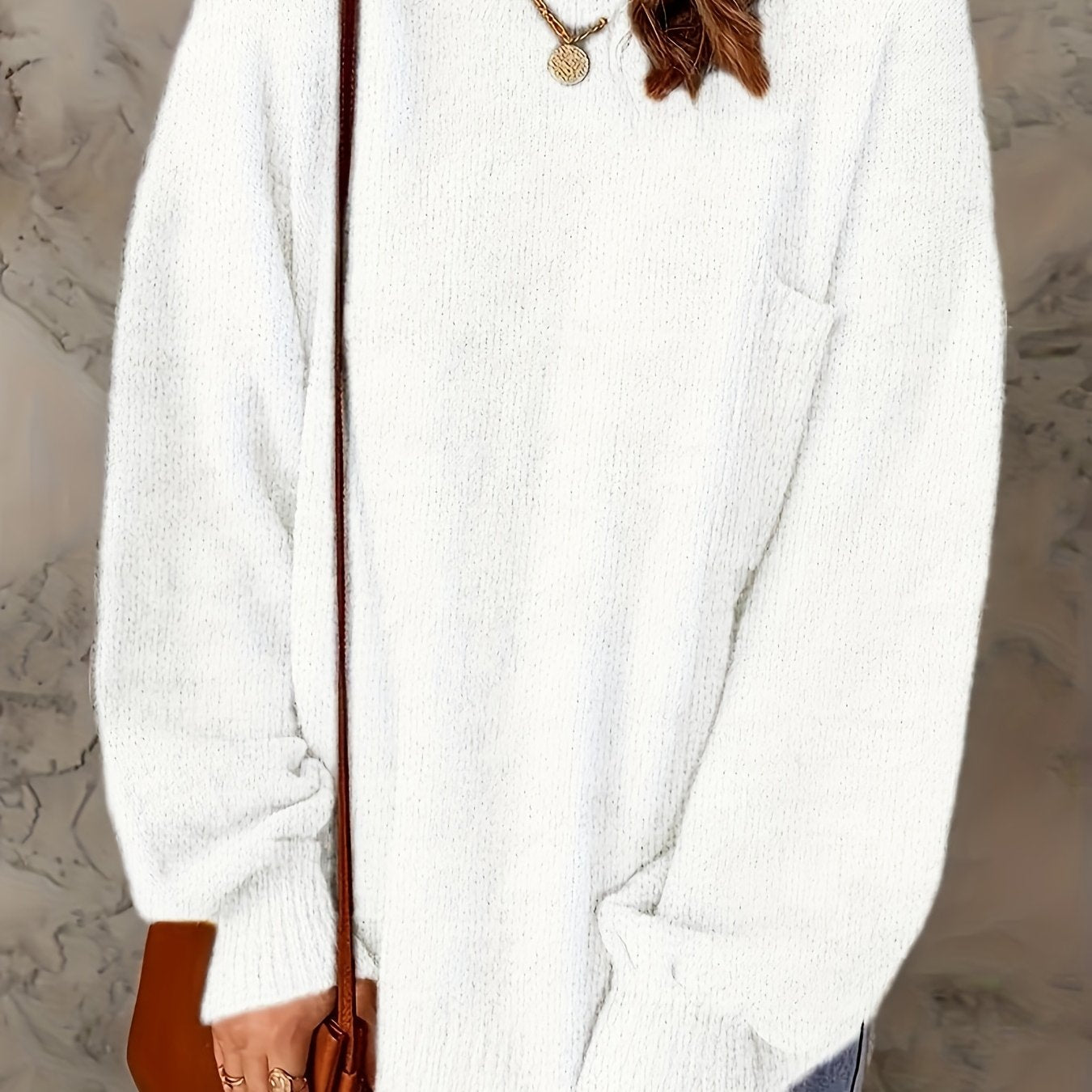 Elegant European-style Women's oversized pullover sweater - Soft and high-end