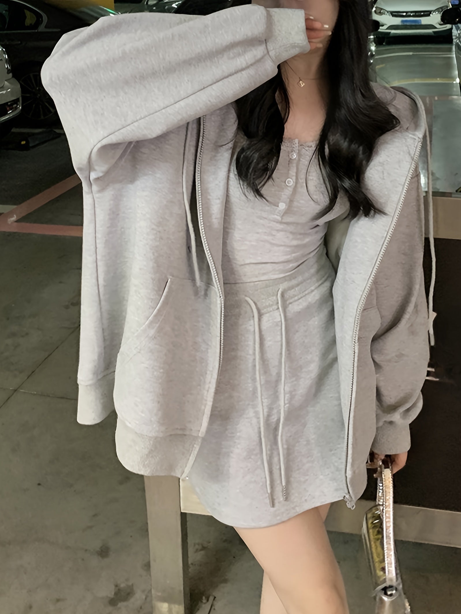 Women's Casual Loose-Fit Zip-Up Hoodie - Longline Oversized Sweatshirt with Front Zipper