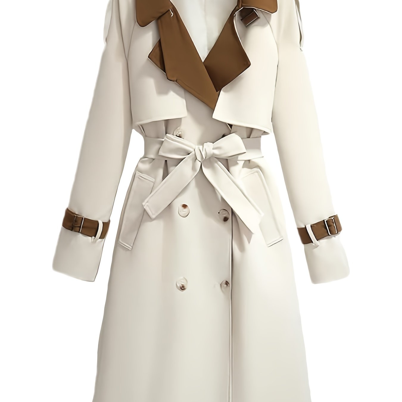 Plus Size, Women's Spring\u002FAutumn\u002FWinter Casual Elegant French-Style Trench Coat