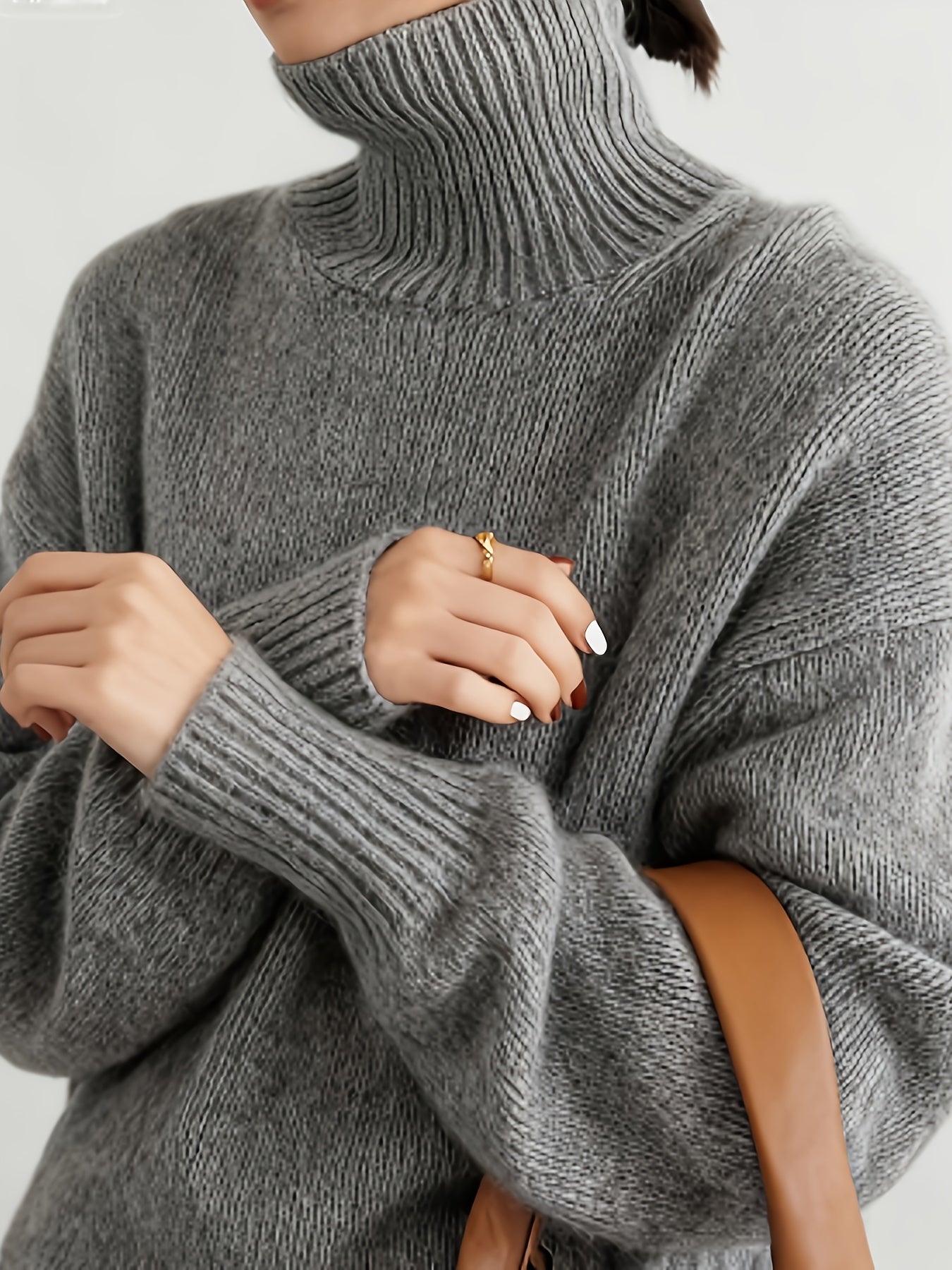 Plus Size - Plus Size - Women'S Elegant High Neck Sweater - Soft Stretchy Pullover Sweater for Fall