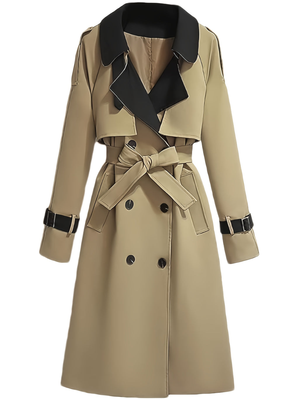 Plus Size, Women's Spring\u002FAutumn\u002FWinter Casual Elegant French-Style Trench Coat